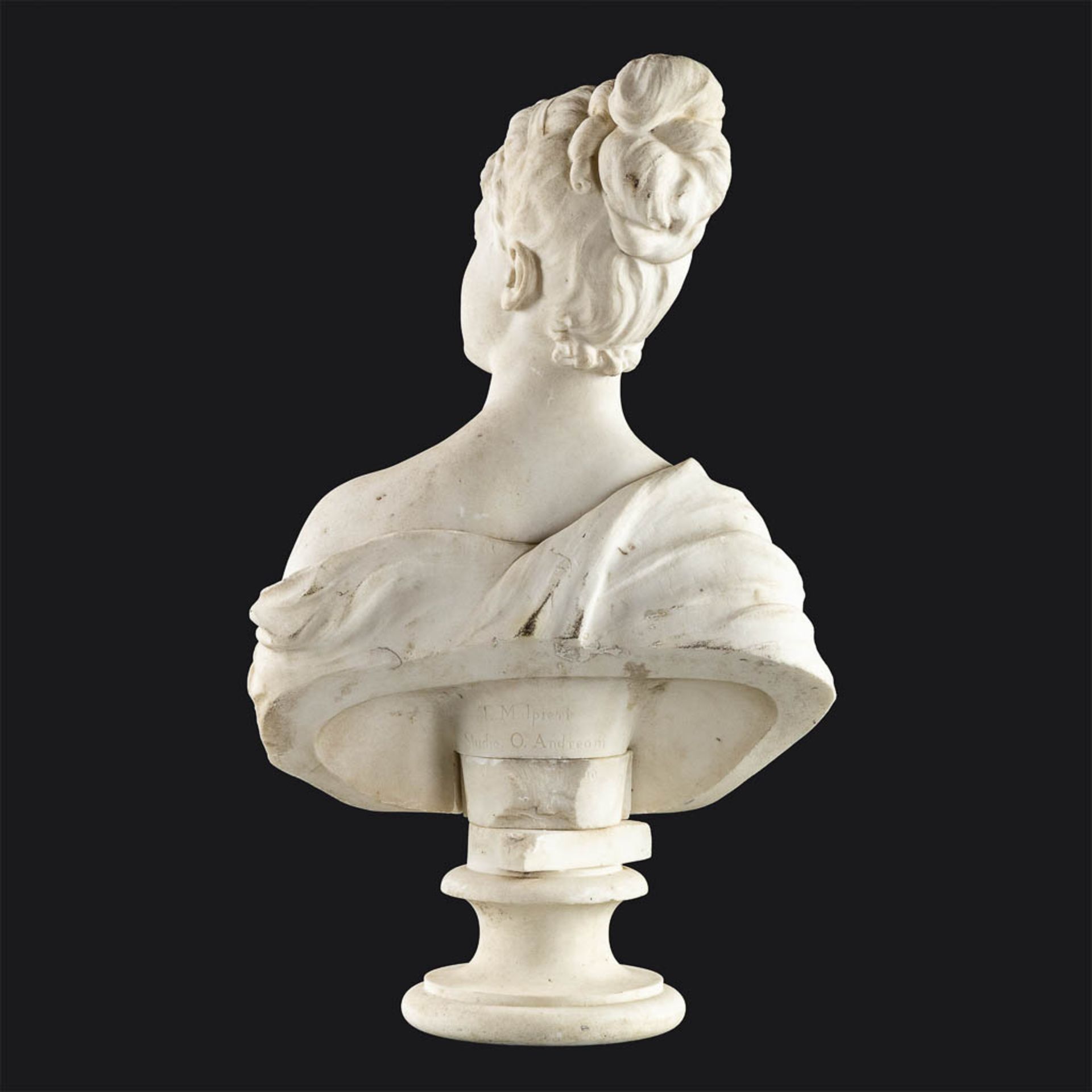 Studio of Orazio ANDREONI (1840-1895) 'Bust of a lady with butterfly, Femme au Papillon'. (L:29 x W: - Image 4 of 9