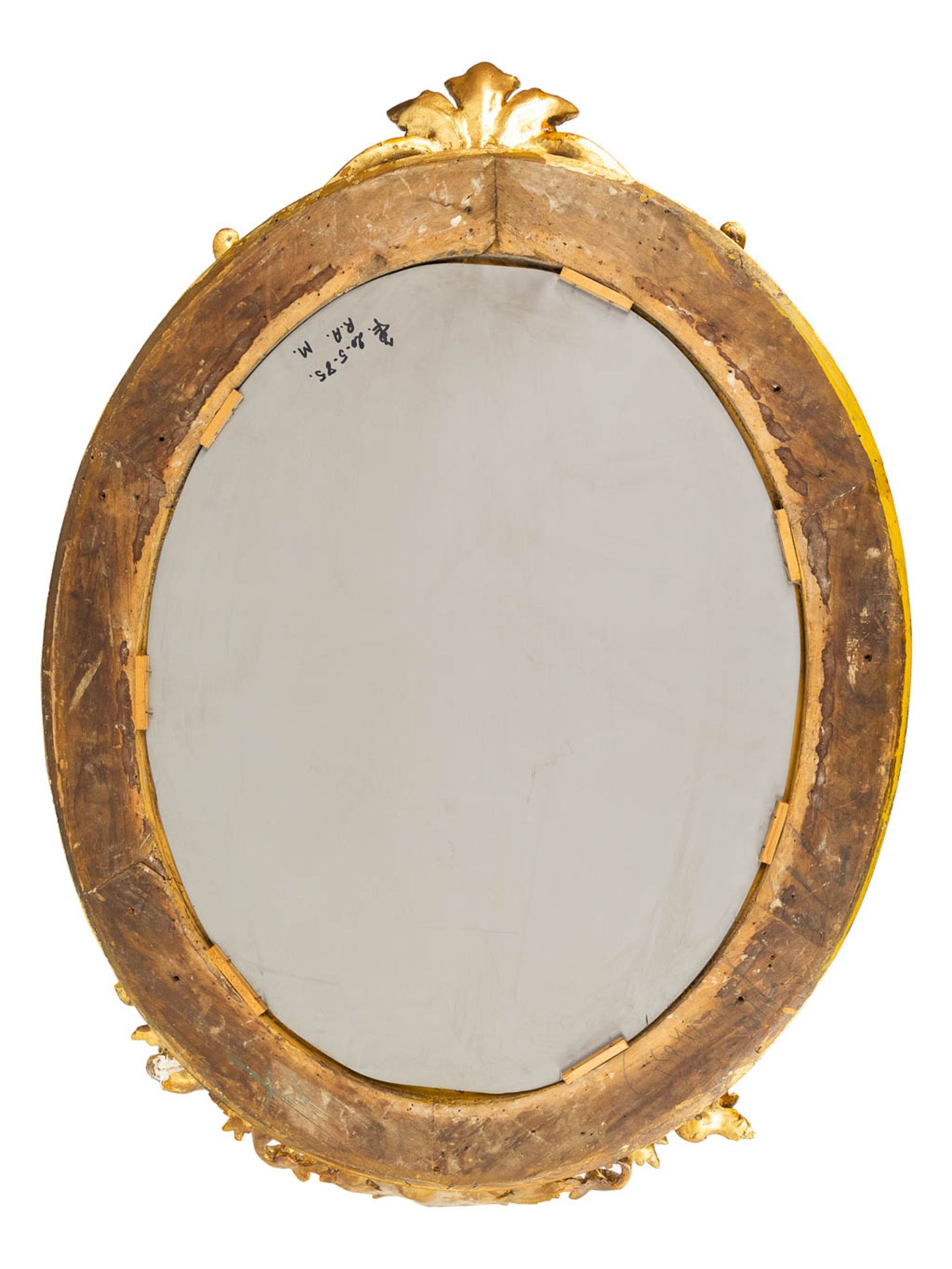 An antique mirror, gilt in a Louis XV style. 19th C. (W:89 x H:126 cm) - Image 8 of 8