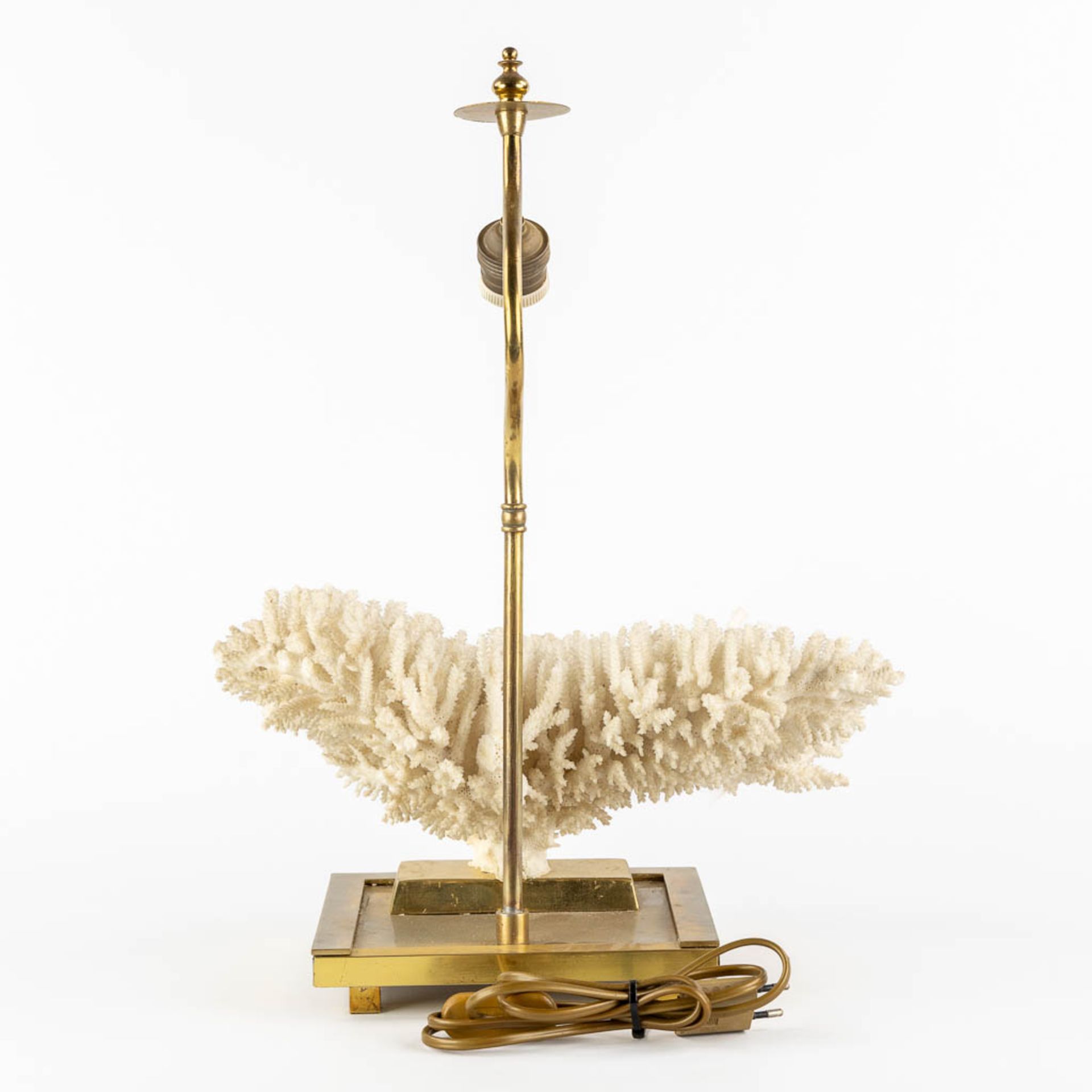 A decorative table lamp with a white coral. Circa 1980. (L:25 x W:39 x H:49 cm) - Bild 5 aus 10