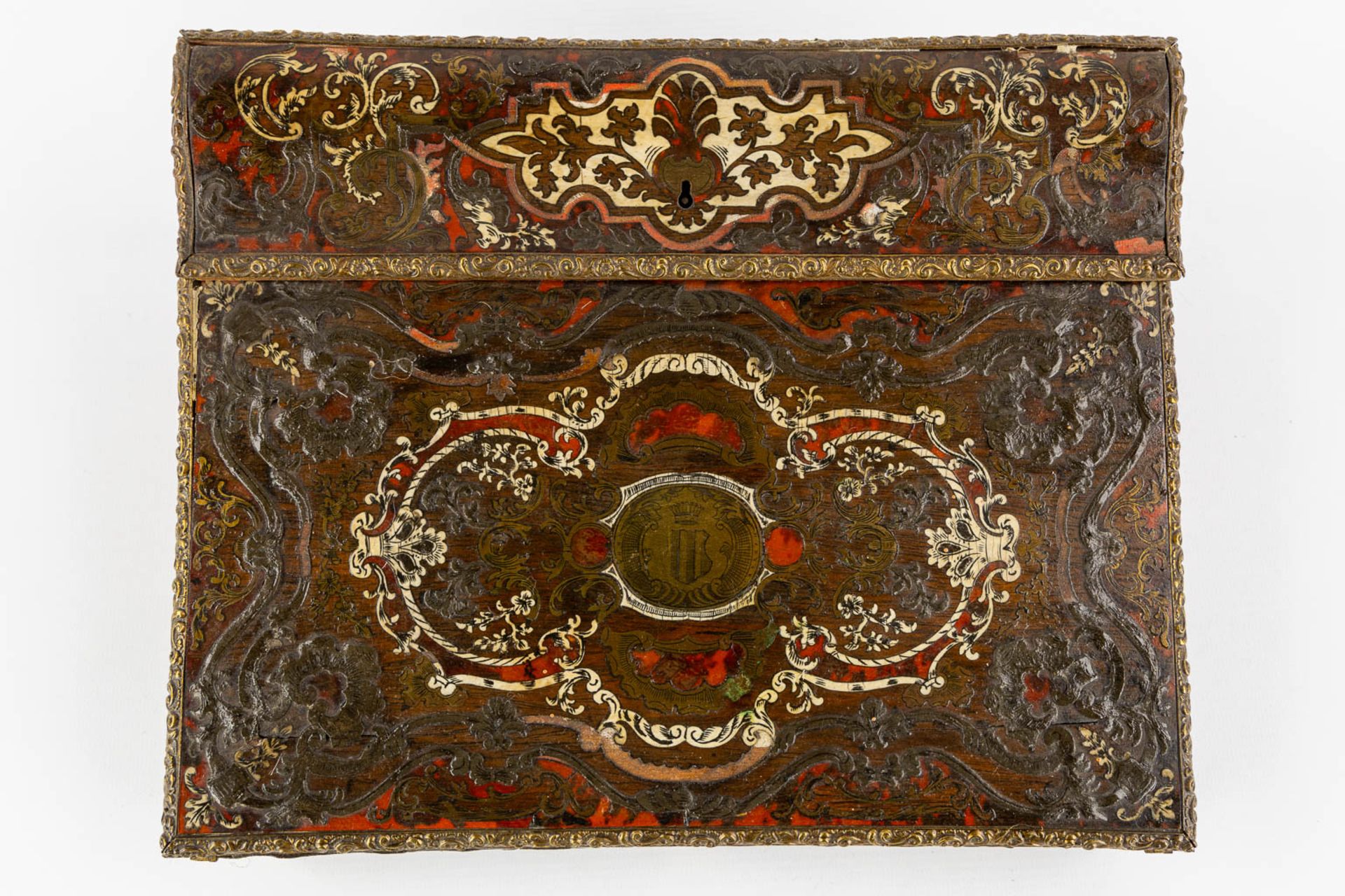 An antique writing desk, Boulle and marquetry inlay. Napoleon 3. (L:24 x W:31 x H:10,5 cm) - Bild 6 aus 12