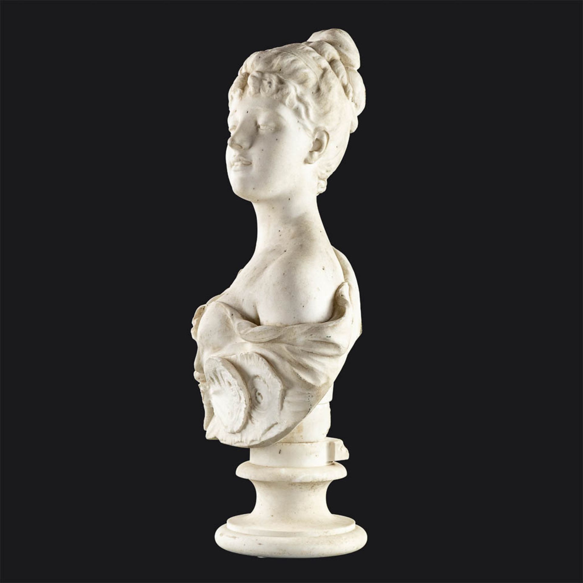 Studio of Orazio ANDREONI (1840-1895) 'Bust of a lady with butterfly, Femme au Papillon'. (L:29 x W: - Image 3 of 9
