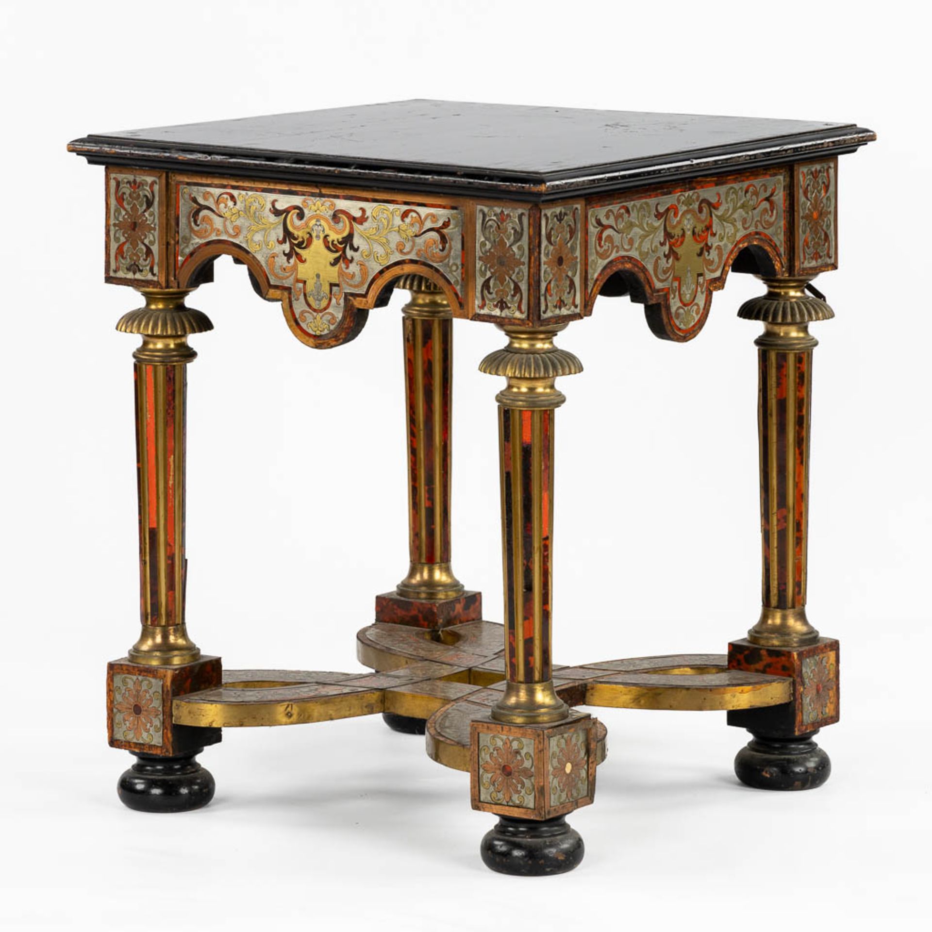 A Napoleon 3 style, Boulle and copper inlay side table, 20th C. (L:47 x W:47 x H:53 cm)