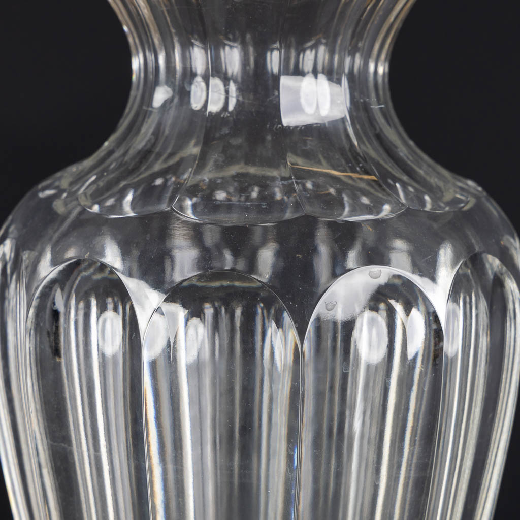 A crystal vase with a gold-plated silver ring by Wolfers Frères. A835. (H:33 x D:15,5 cm) - Image 9 of 9