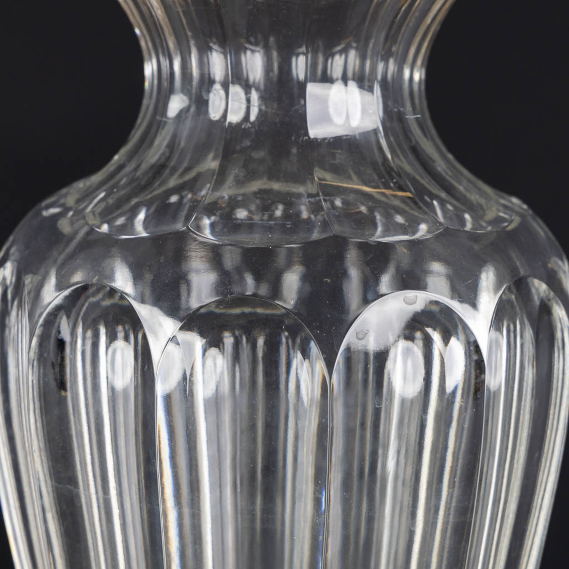 A crystal vase with a gold-plated silver ring by Wolfers Frères. A835. (H:33 x D:15,5 cm) - Bild 9 aus 9