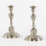 Th. Strube &amp; Sohn, a pair of candlesticks, silver in Louis XV style. Germany. 800/1000. (H:22 x