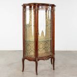 A vintage display cabinet, curved glass mounted with bronze in Louis XV style. (L:35 x W:80 x H:140 