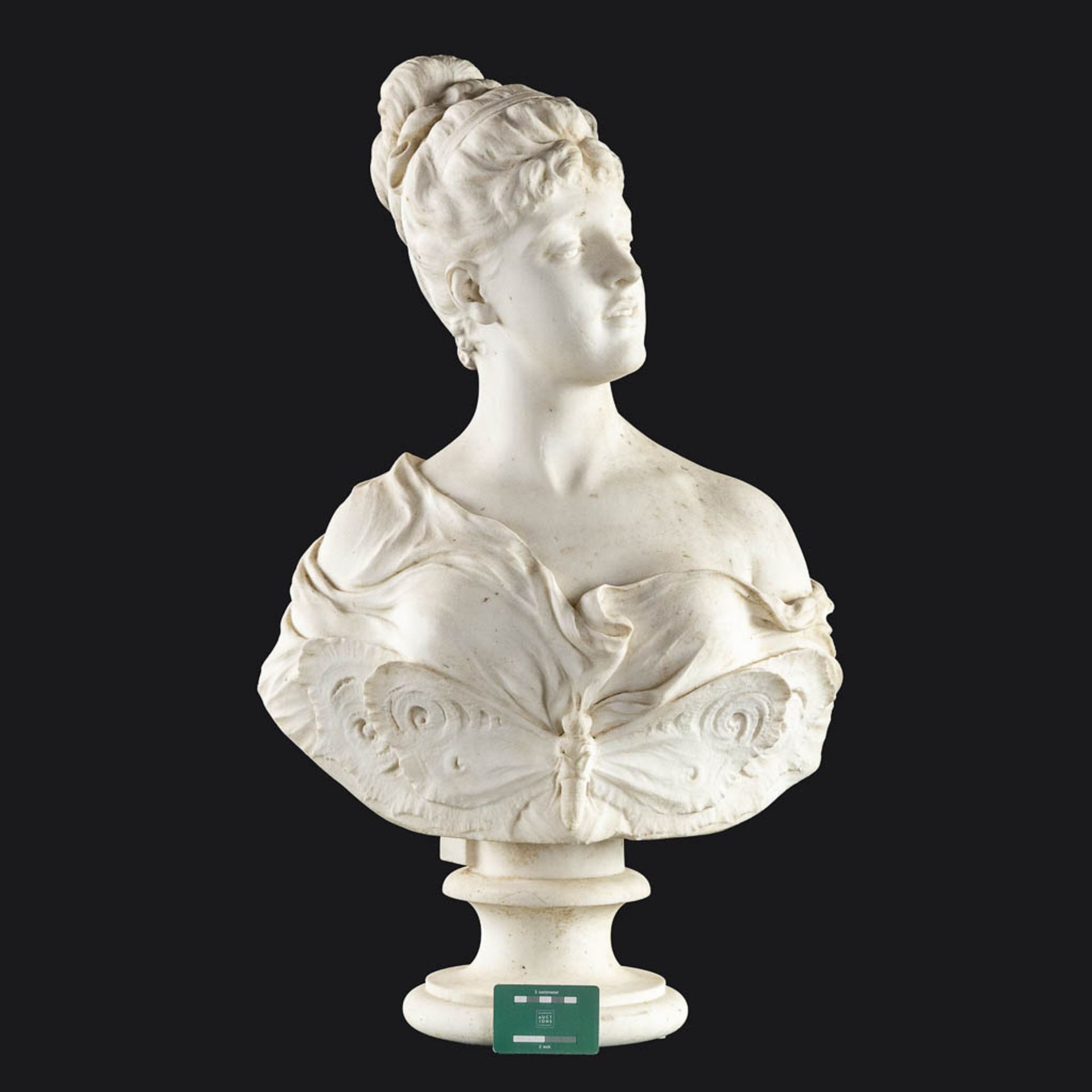 Studio of Orazio ANDREONI (1840-1895) 'Bust of a lady with butterfly, Femme au Papillon'. (L:29 x W: - Bild 2 aus 9