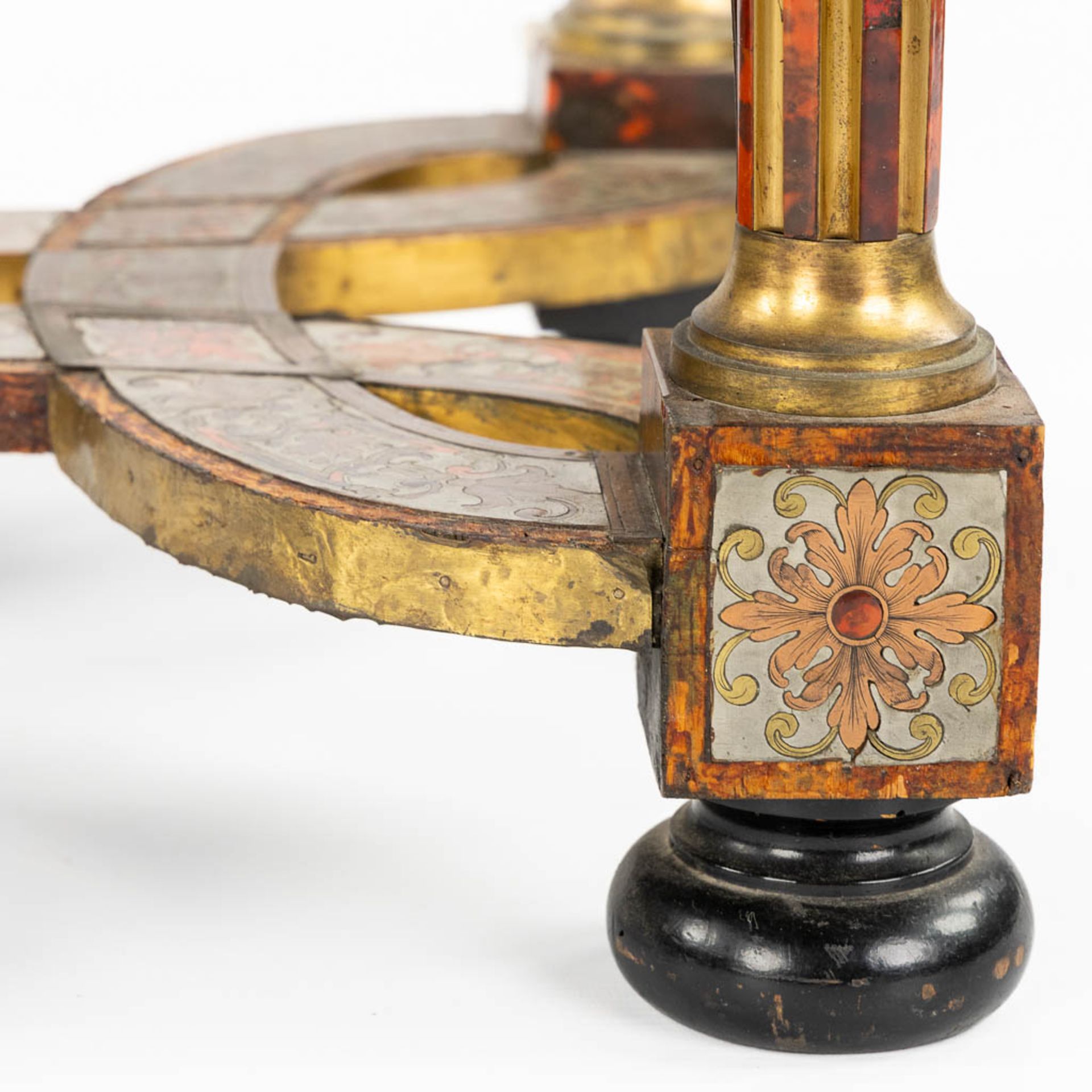 A Napoleon 3 style, Boulle and copper inlay side table, 20th C. (L:47 x W:47 x H:53 cm) - Bild 7 aus 12