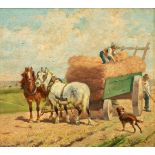 Délion (XIX) 'The Horse-drawn carriage' oil on panel. (W:26 x H:23 cm)