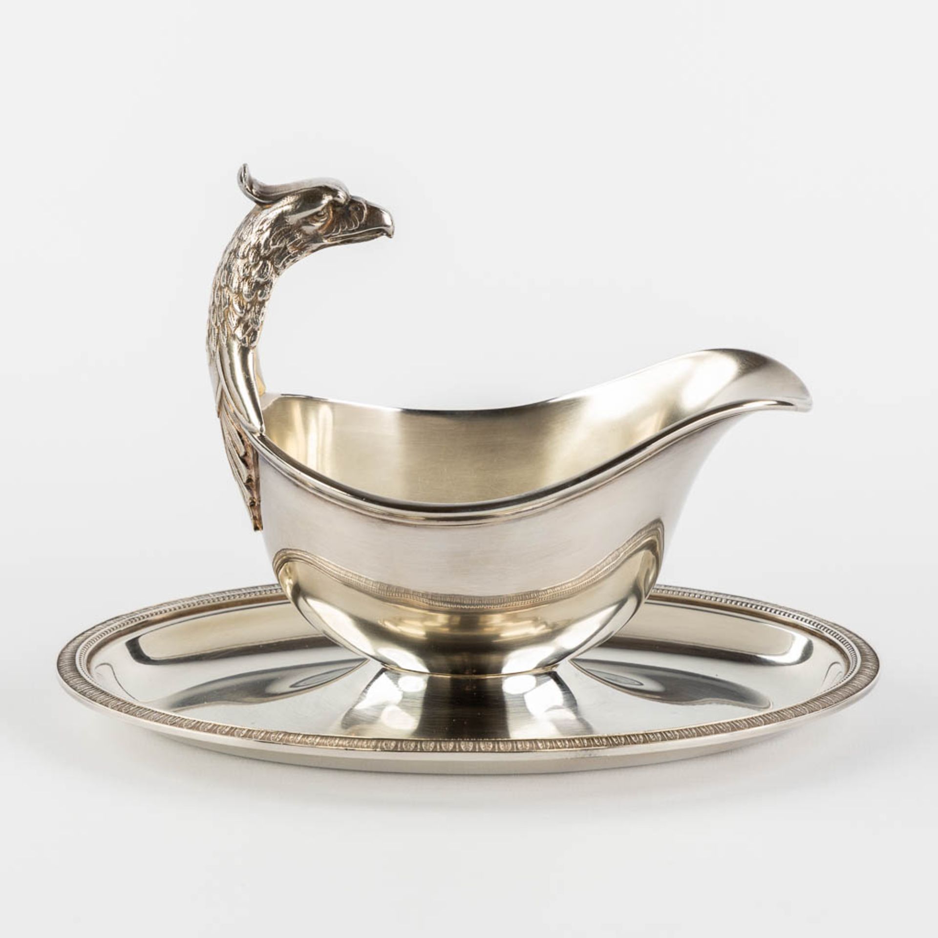 Christofle France 'Malmaison', a saucer with an eagle head. Silver-plated metal. (L:14 x W:22,5 x H: - Bild 3 aus 10