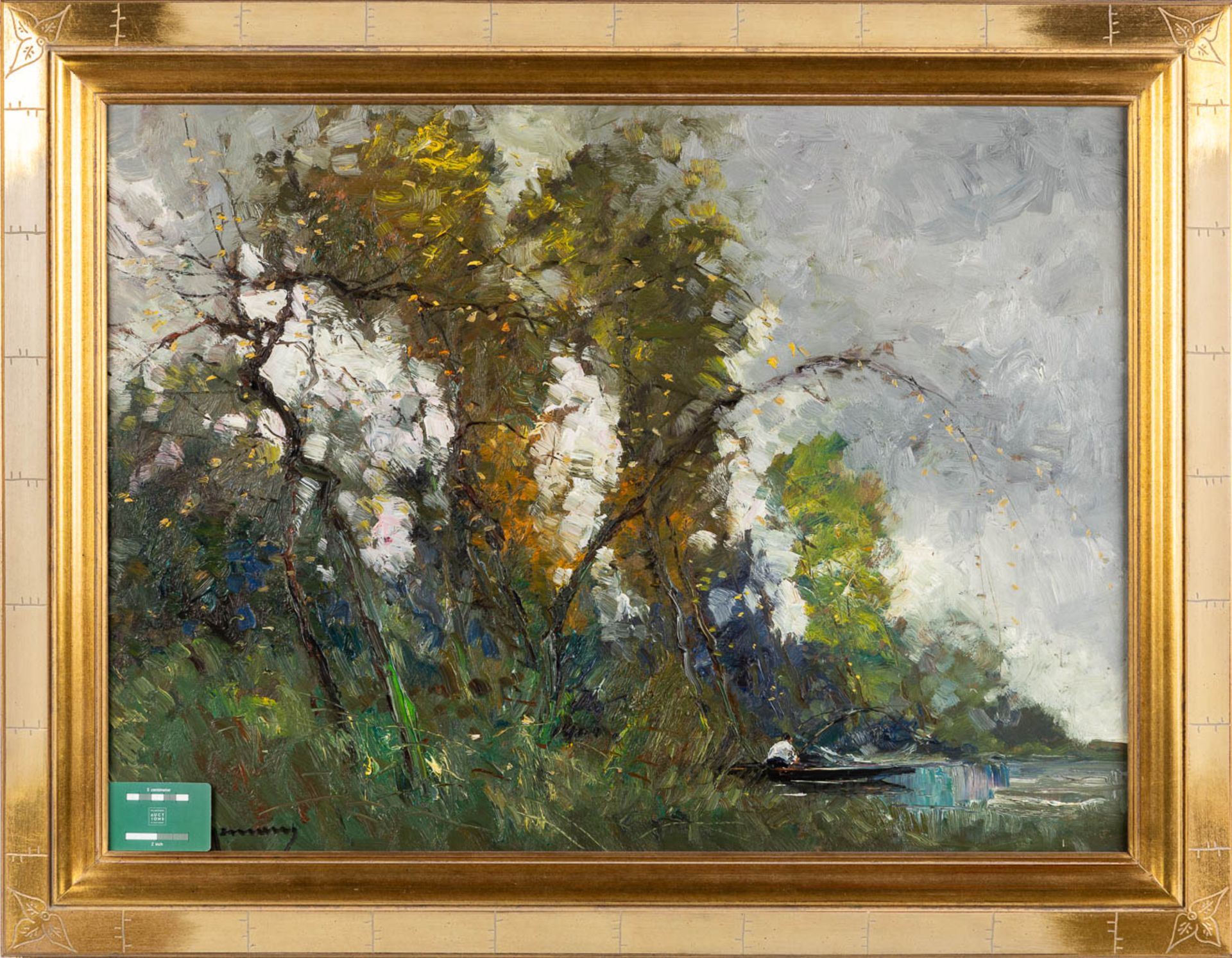 Paul HAGEMANS (1884-1959) 'Fisherman on the pond'. (W:84 x H:62 cm) - Image 2 of 7