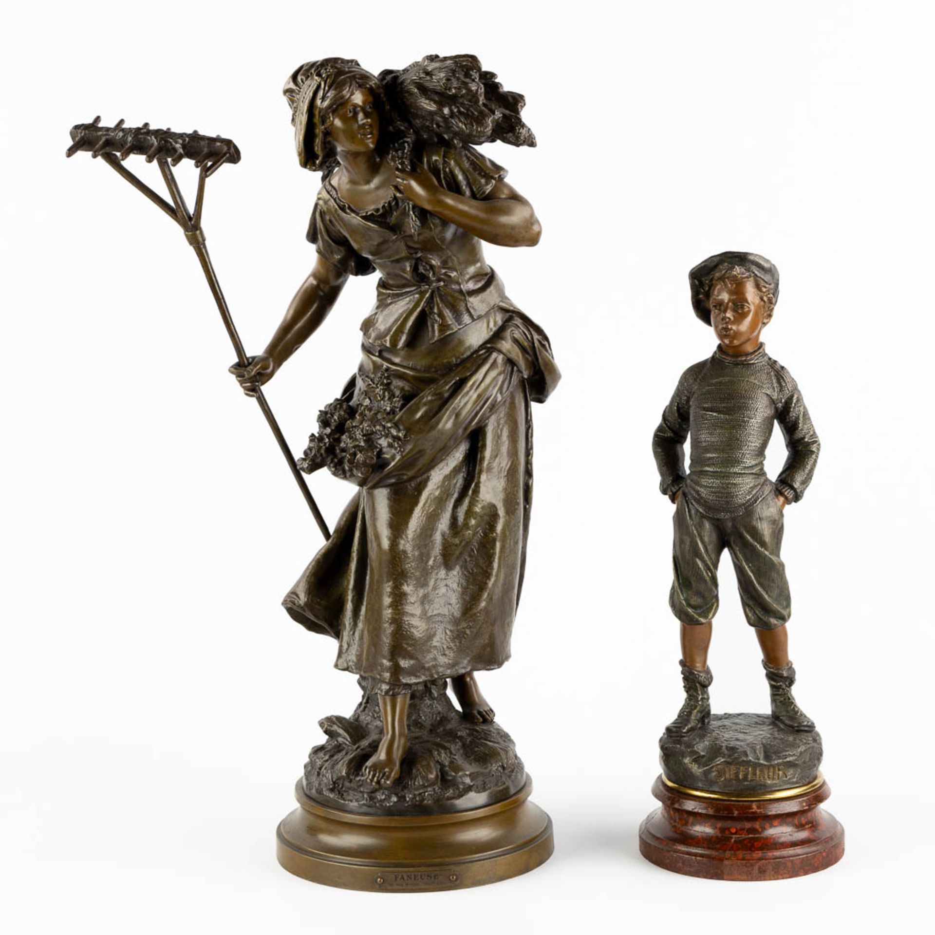 Five Spelter figurines, Circa 1900. (H:67 cm) - Bild 3 aus 17