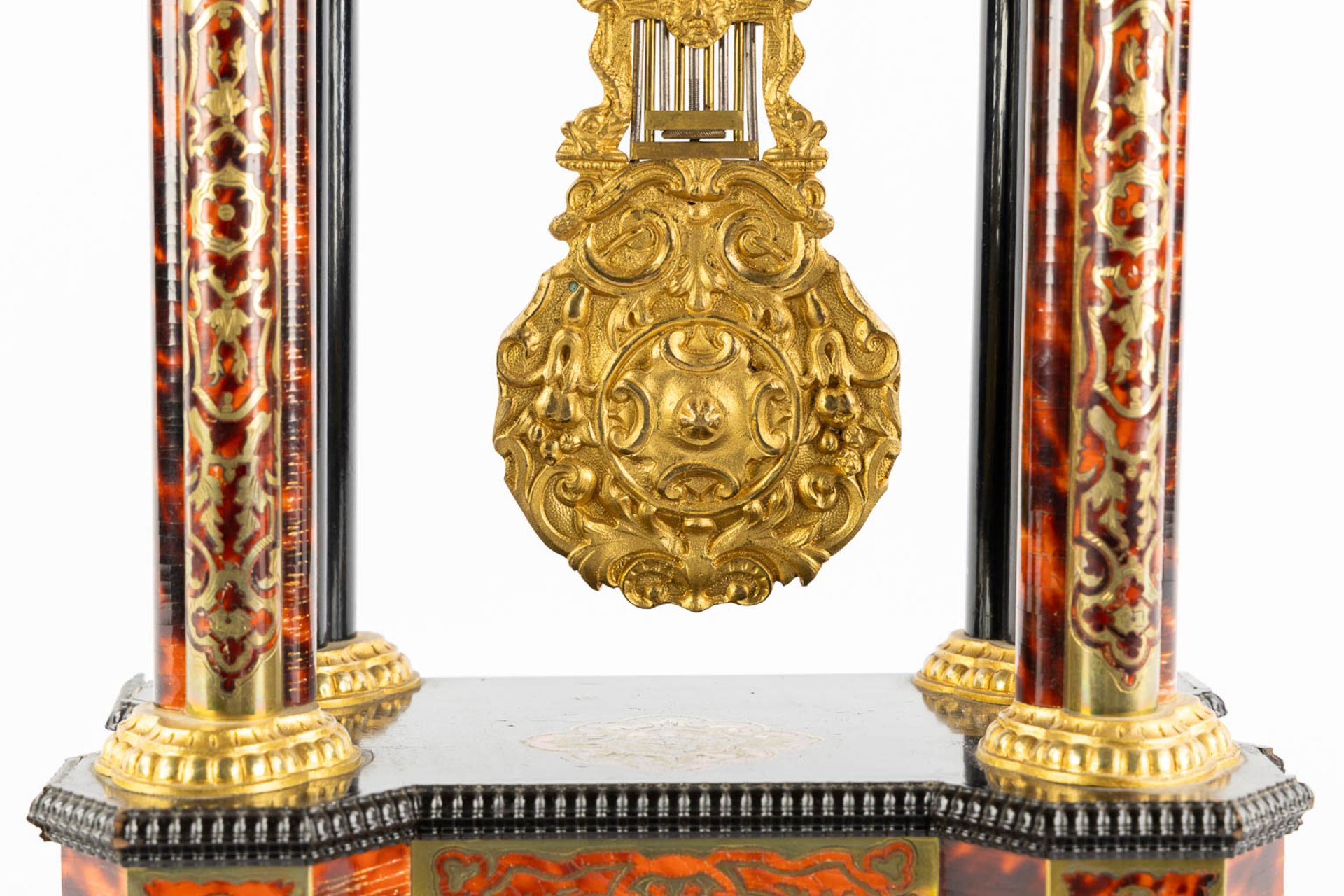 A mantle clock, Boulle marquetry inlay for the Swedish Market, Napoleon 3, 19th C. (L:14 x W:25 x H: - Bild 9 aus 13
