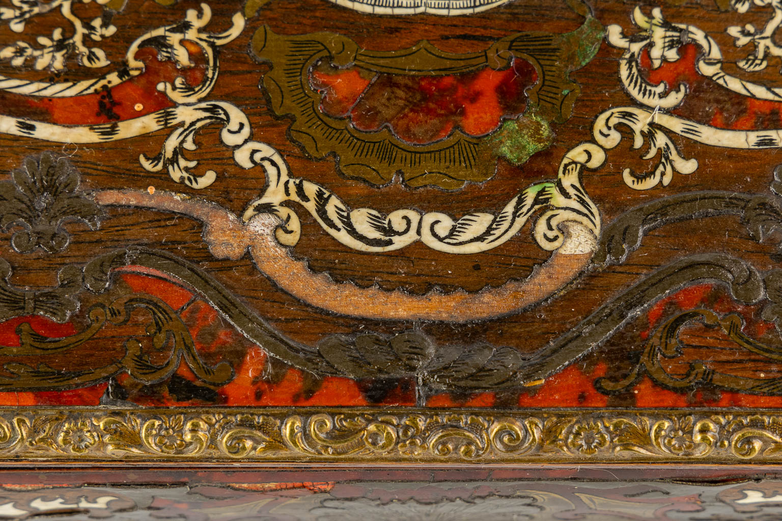 An antique writing desk, Boulle and marquetry inlay. Napoleon 3. (L:24 x W:31 x H:10,5 cm) - Image 7 of 12