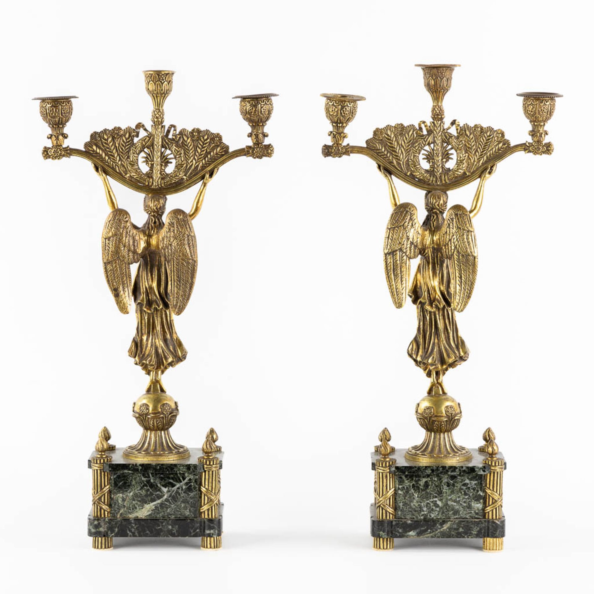 Two pairs of candelabra, bronze and cloisonné, Empire and Louis XVI style. (H:49 x D:26 cm) - Bild 12 aus 18