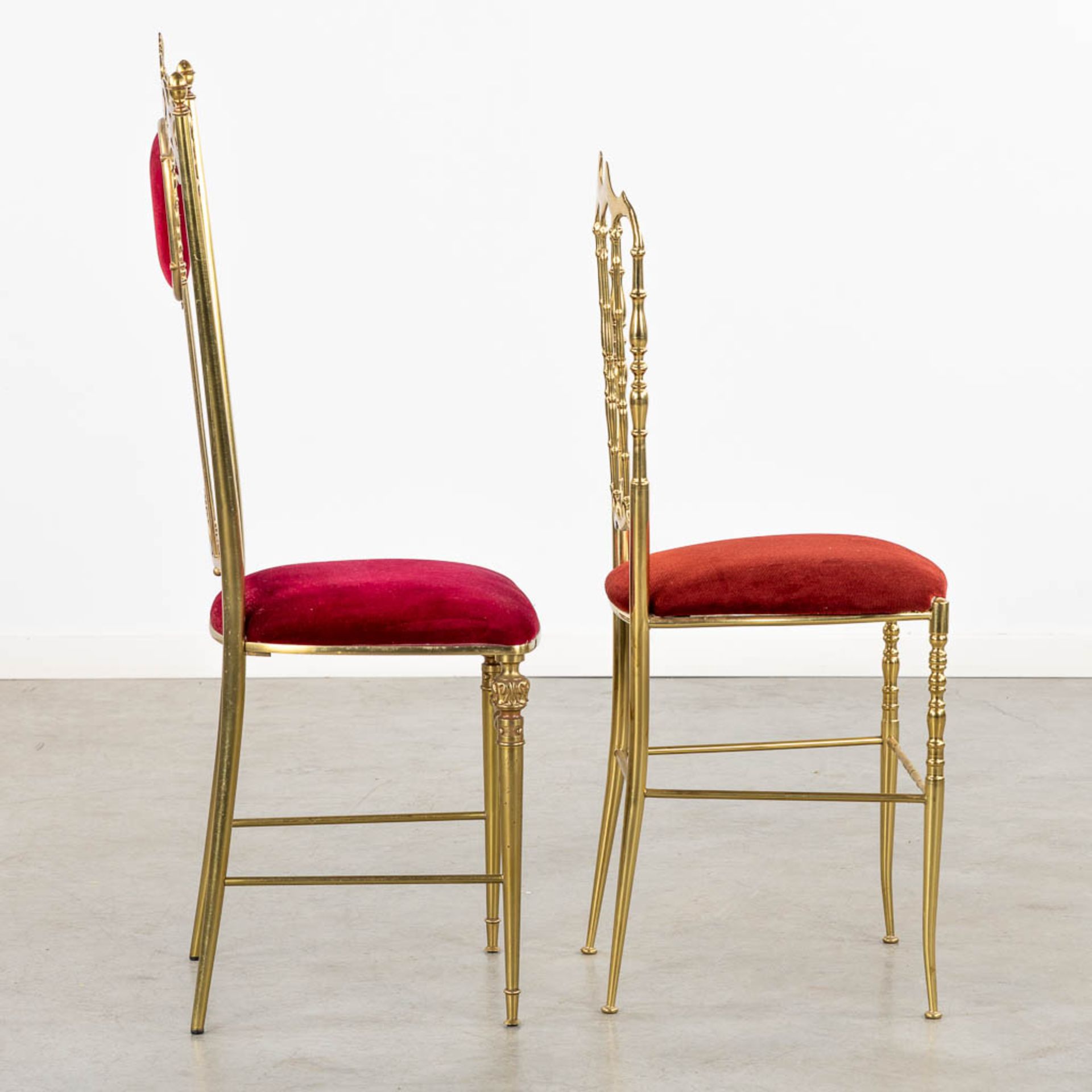 Two Metal and gilt chairs, circa 1970. (L:40 x W:40 x H:108 cm) - Image 6 of 10