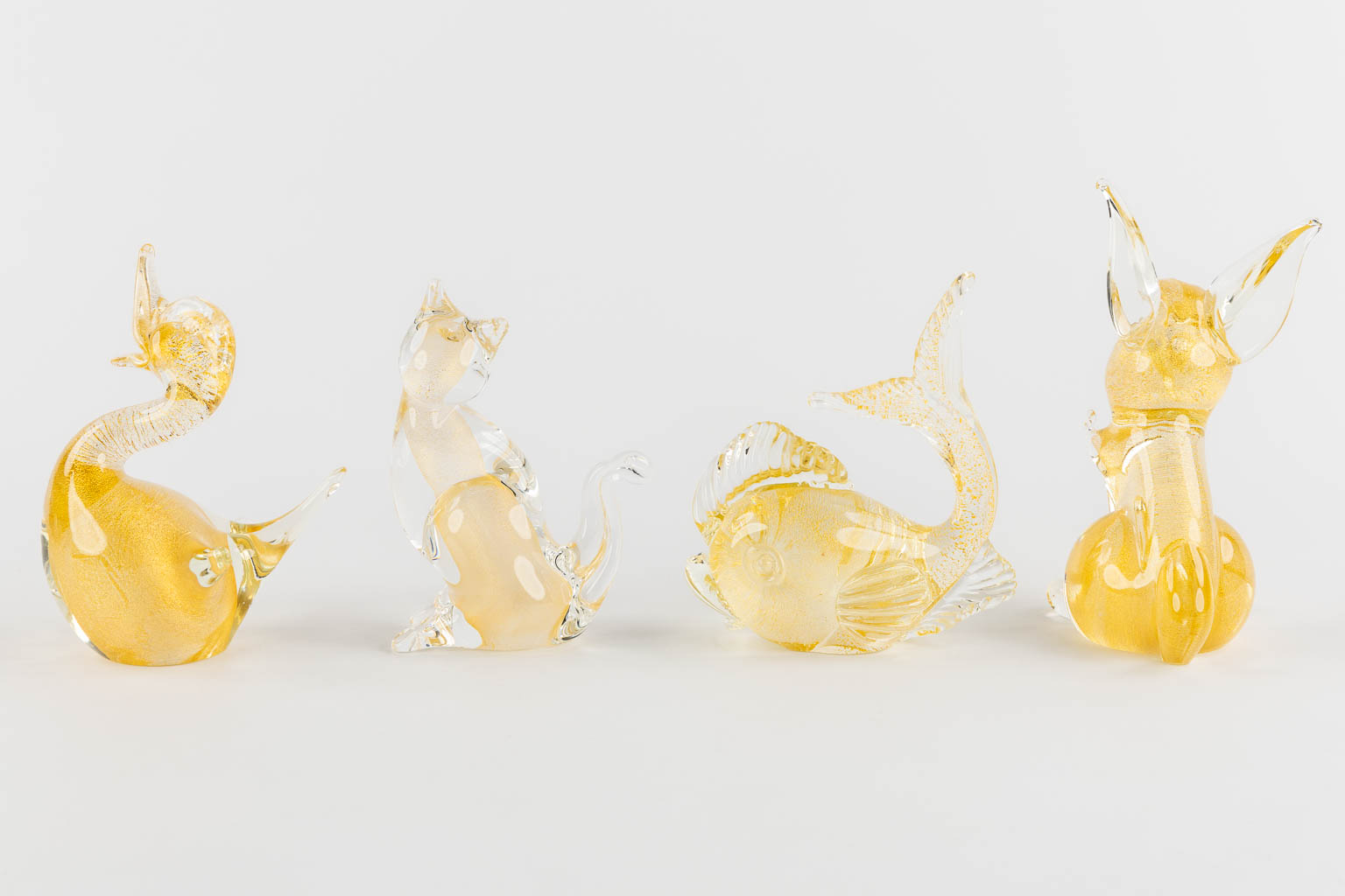 Val Saint Lambert and Murano, 9 glass figurines of animals. (H:19 cm) - Image 4 of 17