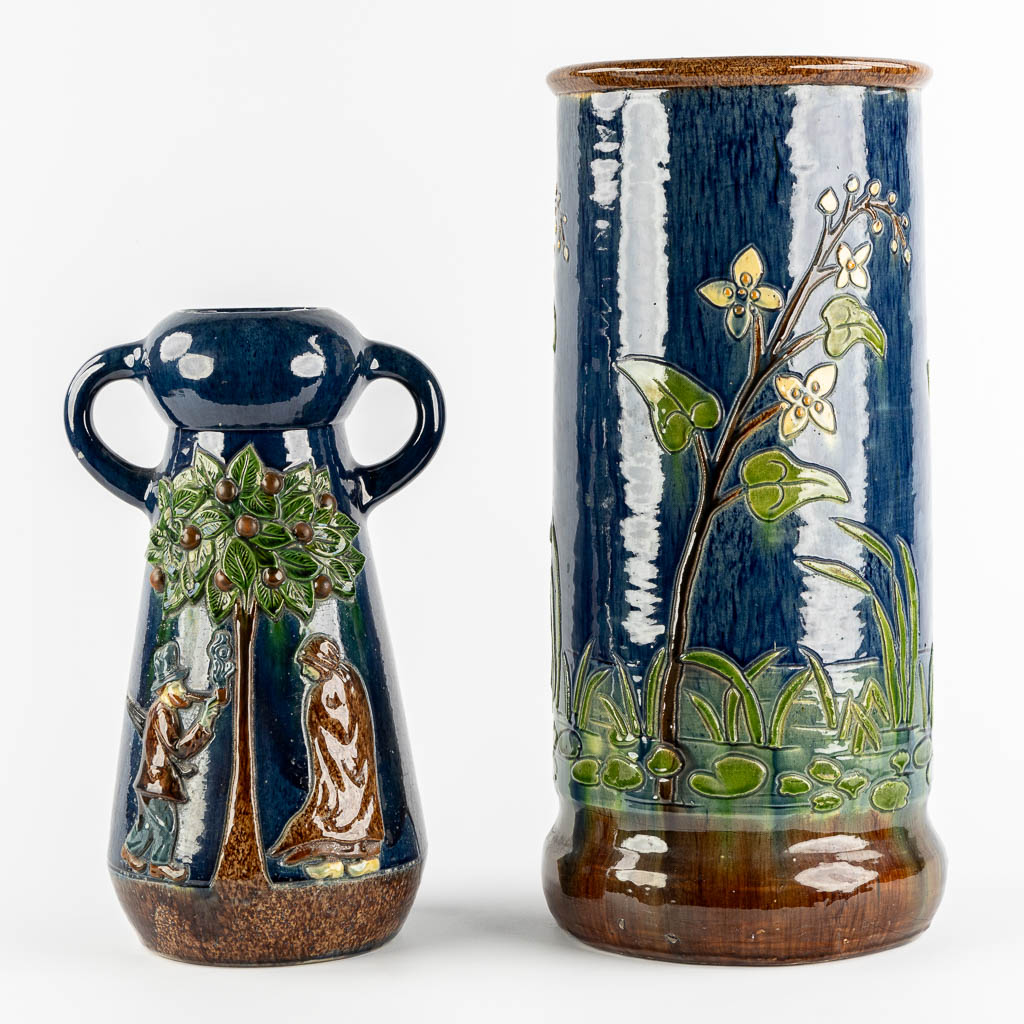 Flemish Earthenware, an umbrella stand and vase. (H:57 x D:27 cm) - Image 3 of 13