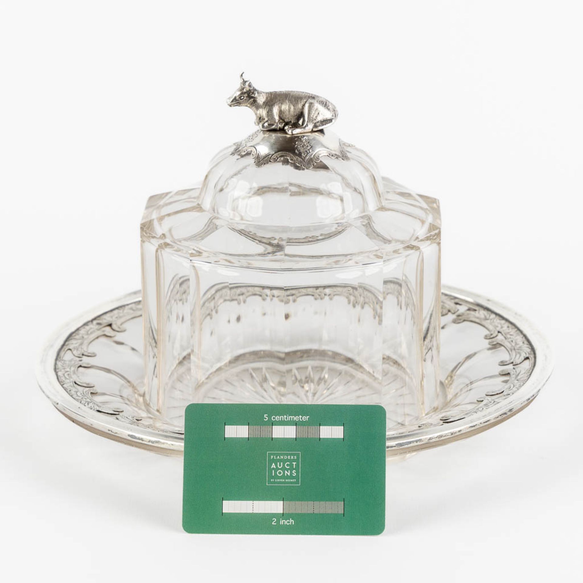An antique Butter Dish, cut crystal mounted with silver, The Netherlands, 1855. (H:16 x D:24 cm) - Bild 2 aus 15