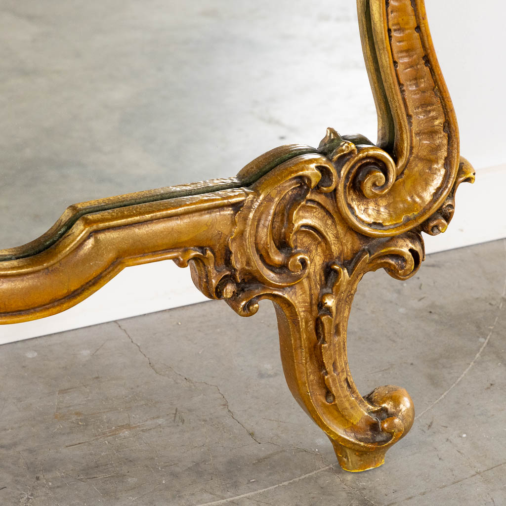 An Italian console table, mirror and wall lamps, gilt, Lodewijk XV stijl. (L:36 x W:131 x H:217 cm) - Image 8 of 13