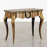 A 'Boulle inlay' card playing table mounted with gilt bronze, Napoleon 3, 19th C. (L:45 x W:87 x H:7