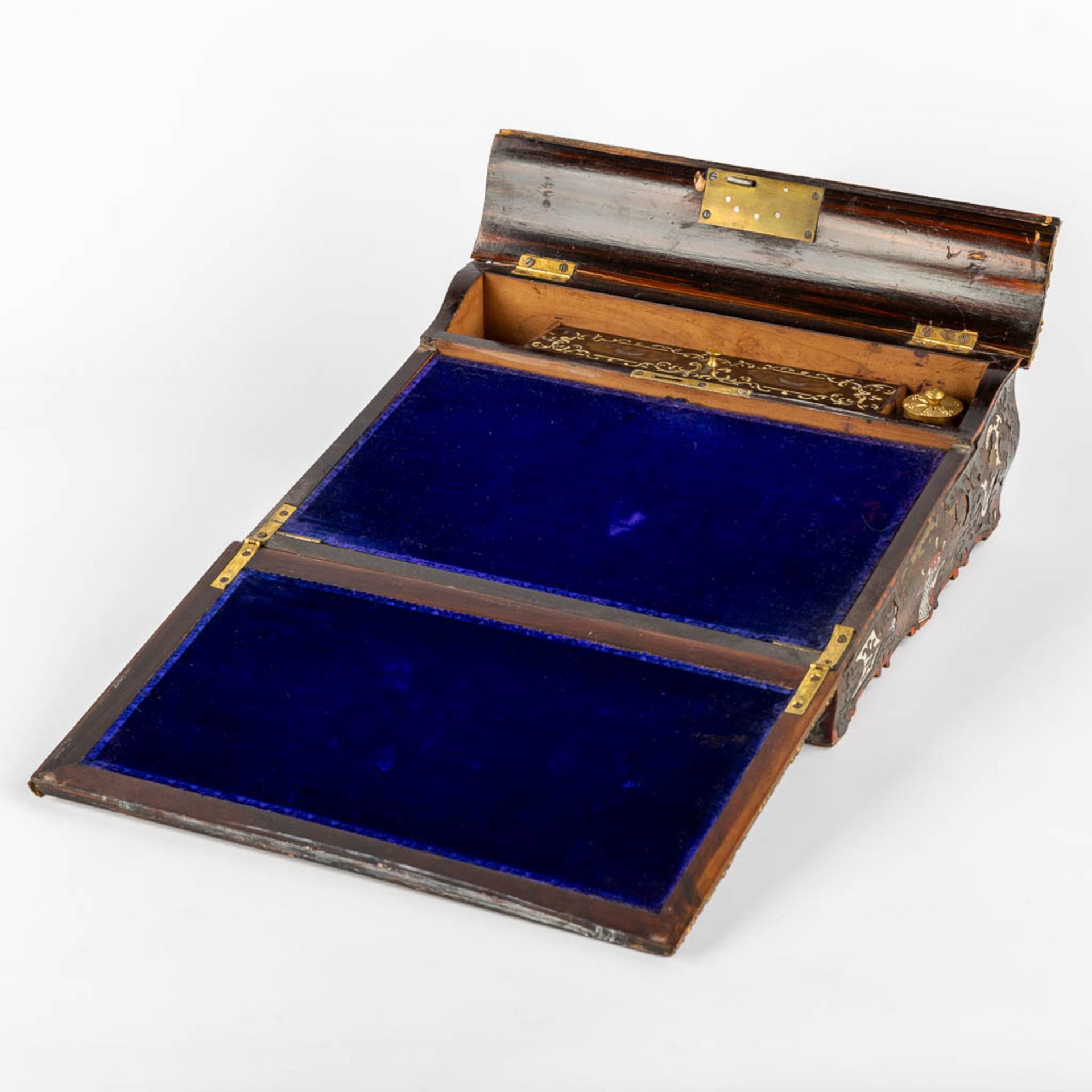 An antique writing desk, Boulle and marquetry inlay. Napoleon 3. (L:24 x W:31 x H:10,5 cm) - Image 3 of 12