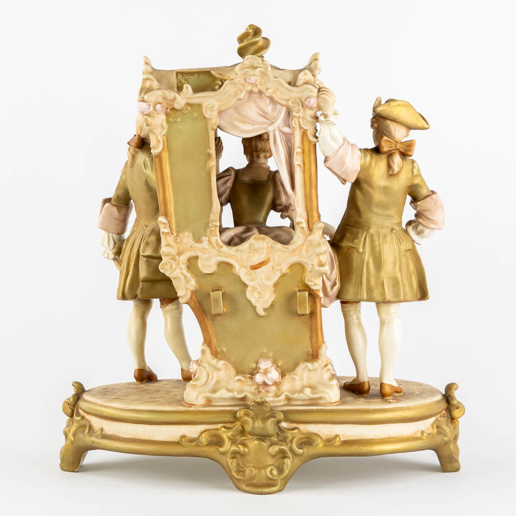Royal Dux, a 'Sedan Chair', polychrome porcelain. (L:23 x W:37 x H:40 cm) - Image 5 of 15