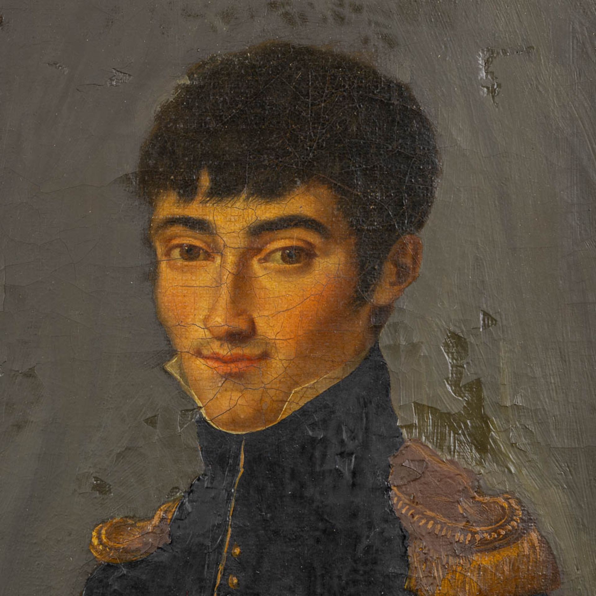 Portrait of a Young Soldier, oil on canvas. Probably Empire period. (W:22 x H:27 cm) - Bild 4 aus 7