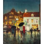 Jan VAN CAMPENHOUT (1907-1972) 'City view by Night'. (W:60 x H:70 cm)