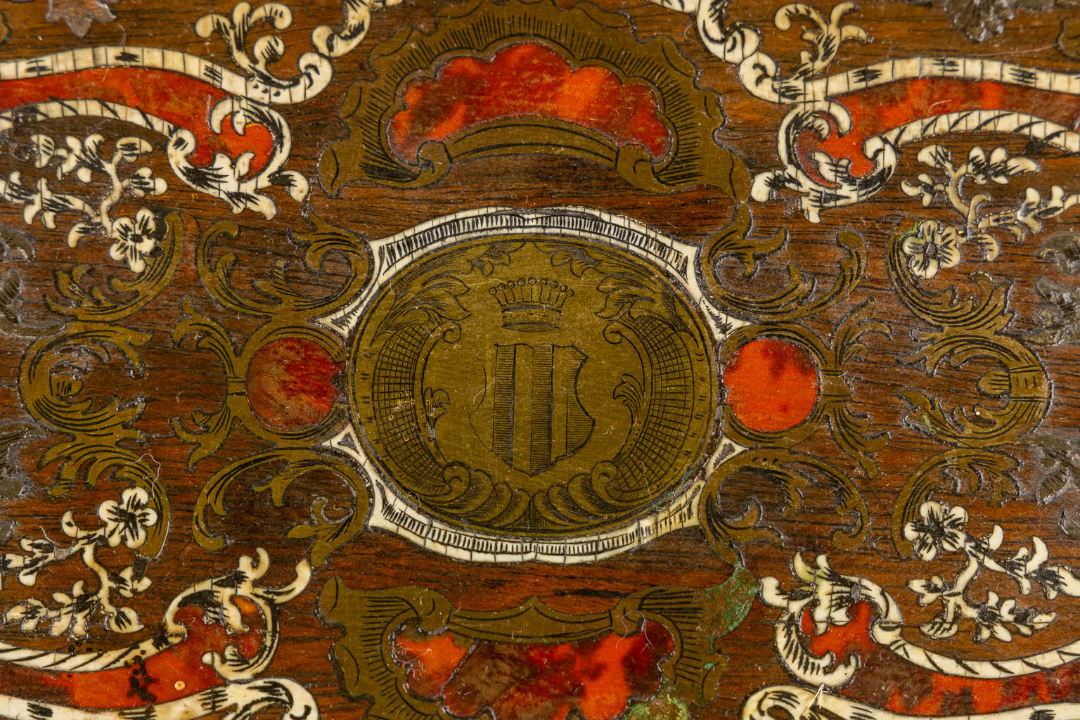 An antique writing desk, Boulle and marquetry inlay. Napoleon 3. (L:24 x W:31 x H:10,5 cm) - Image 8 of 12