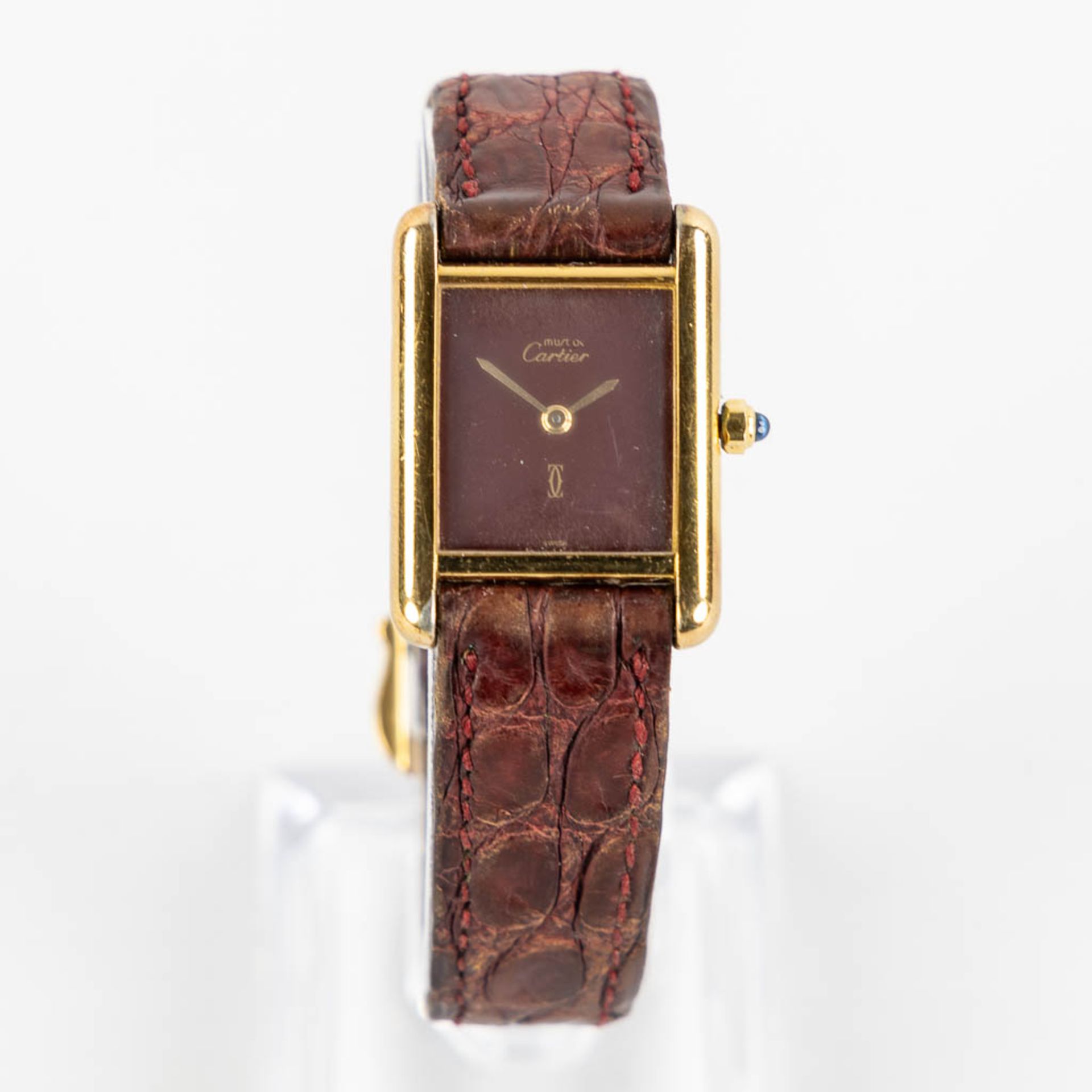 Cartier Tank Quartz, vermeil case with a burgundy dial. (W:2,1 x H:2,8 cm) - Bild 3 aus 8