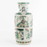 A Chinese Famille Verte vase, 'Roulleau' vase. Kangxi mark. (H:46 x D:20 cm)