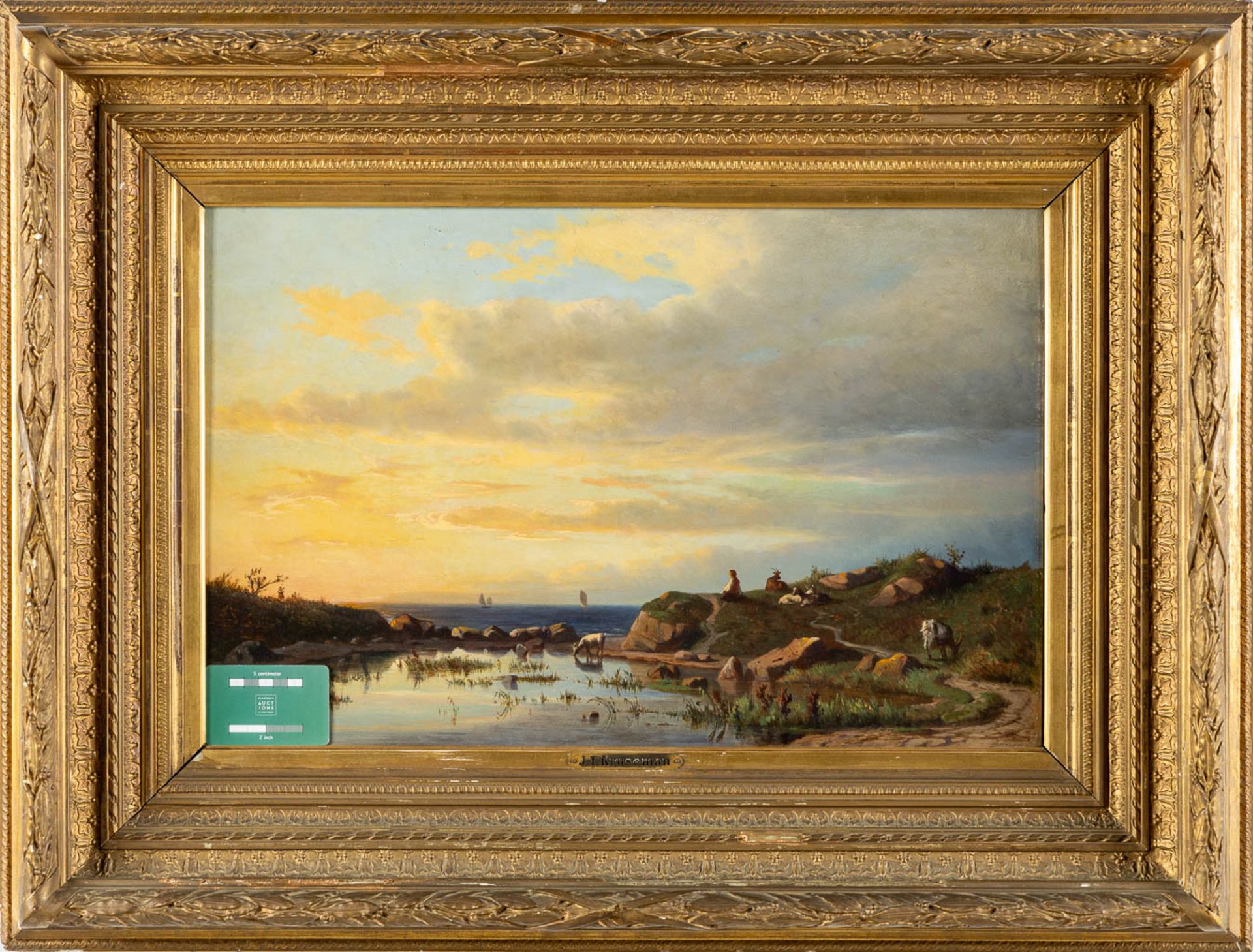 Jan Théodore KRUSEMAN (1835-1895) 'Ocean View at Dawn' 1861. (W:58,5 x H:37,5 cm) - Image 2 of 8