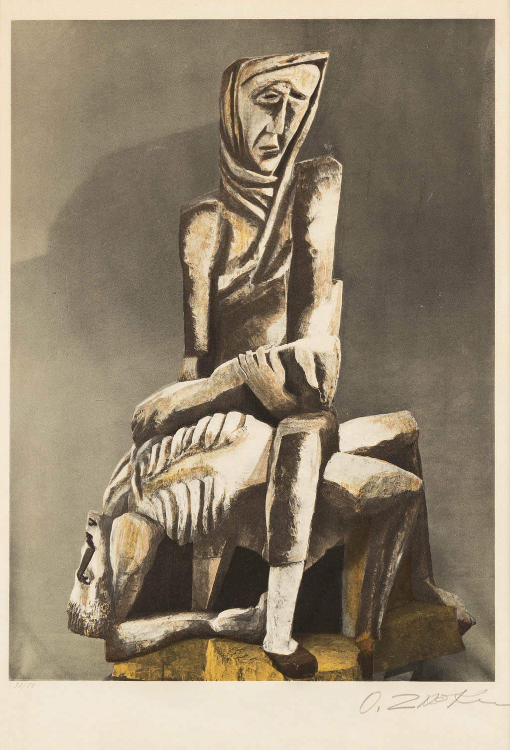 Ossip ZADKINE (1890-1967) 'Pieta'. (W:38 x H:52 cm) - Image 4 of 7