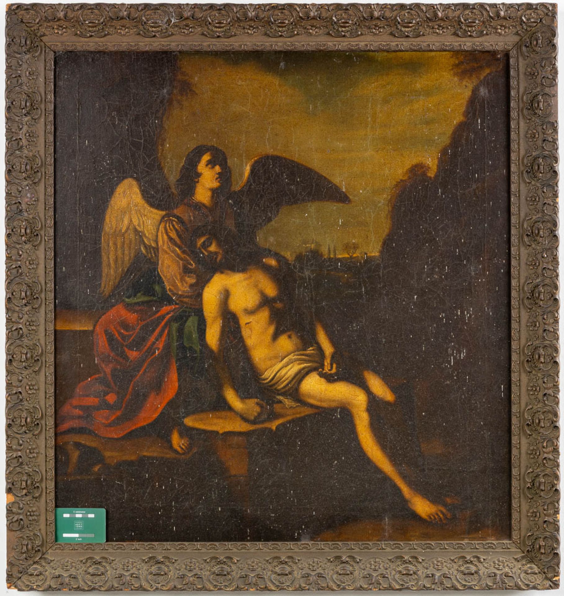 The dead Christ mourned by Angels, oil on panel. 18th/19th C. (W:75,5 x H:80,5 cm) - Bild 2 aus 8