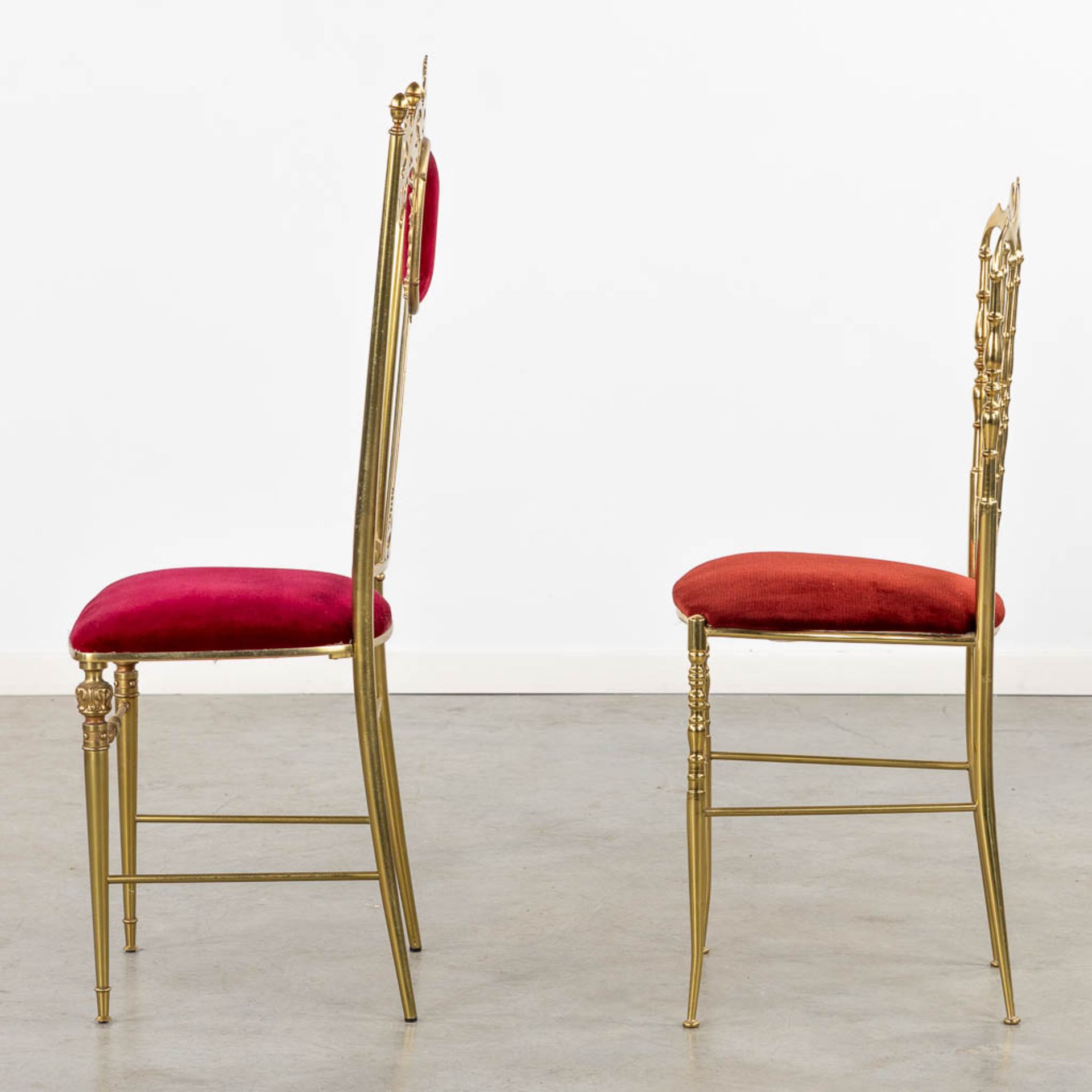 Two Metal and gilt chairs, circa 1970. (L:40 x W:40 x H:108 cm) - Image 4 of 10