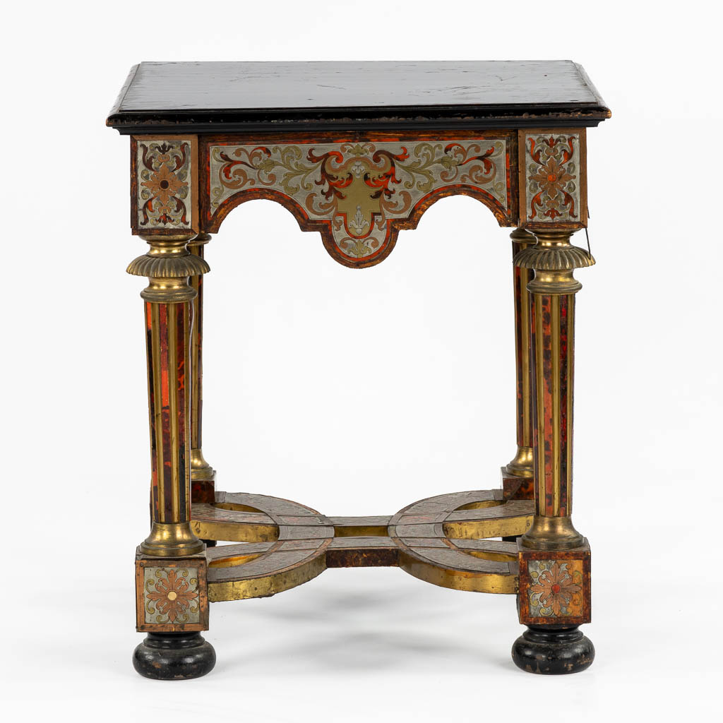 A Napoleon 3 style, Boulle and copper inlay side table, 20th C. (L:47 x W:47 x H:53 cm) - Image 4 of 12
