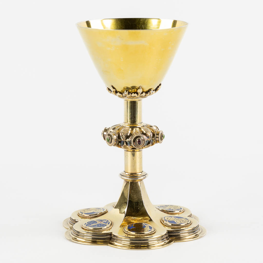 A. Bourdon-De Bruyne, Ghent, A Gothic Revival chalice with original case, Silver, 900/1000. 653g. 18 - Image 8 of 17