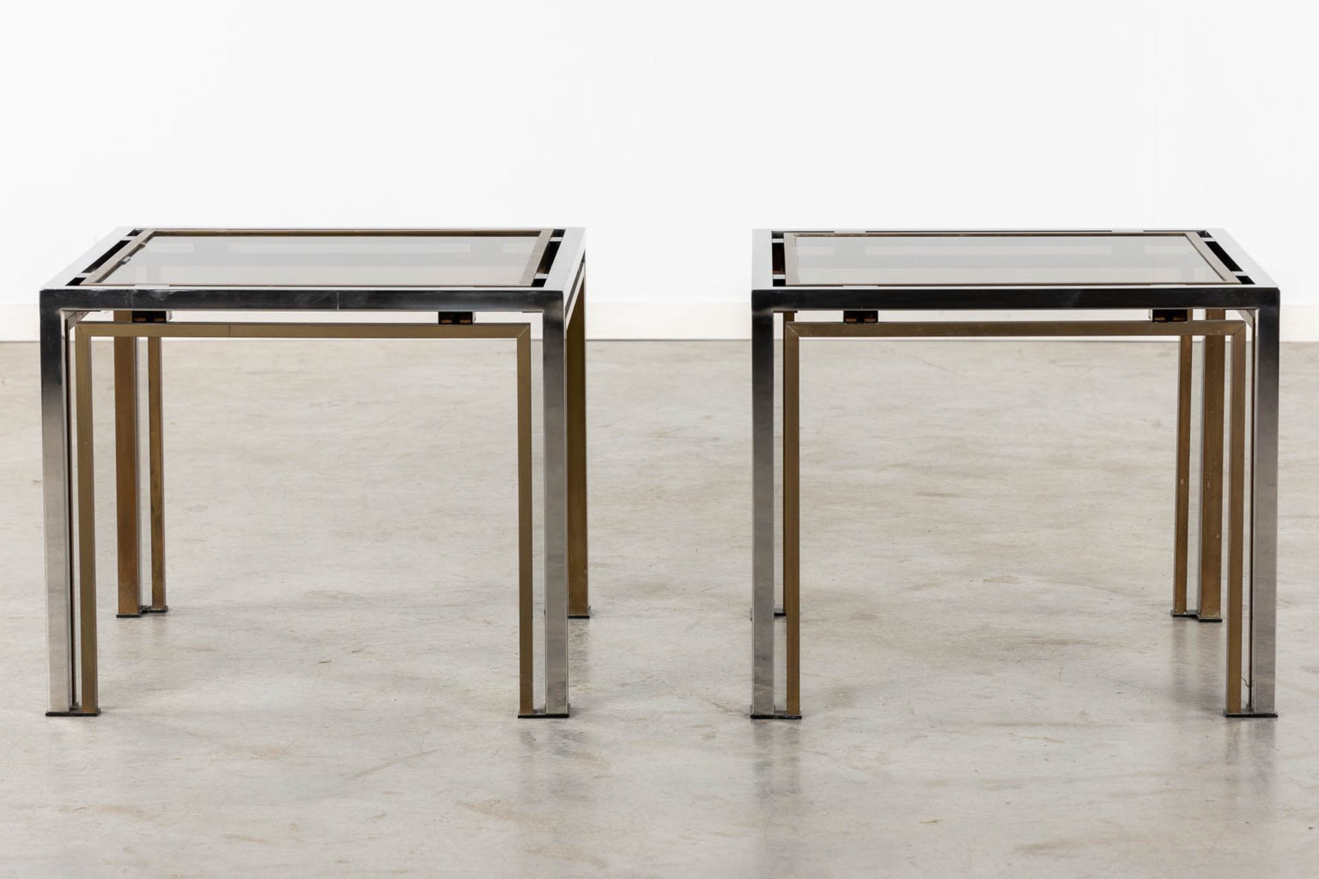 Four identical tables, brass and glass. Dewulf Selection / Belgo Chrome. (L:60 x W:60 x H:50 cm) - Image 2 of 12