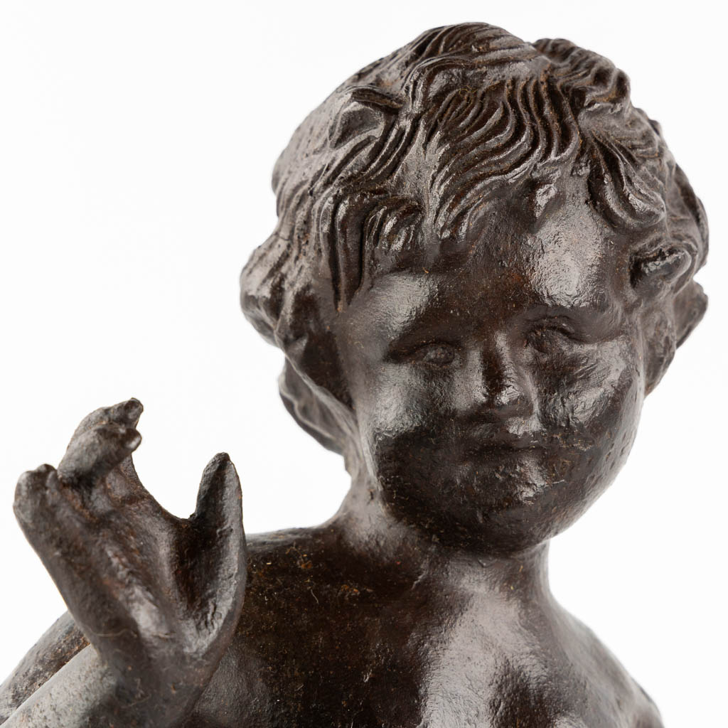 Figurine of a boy, cast-iron. (W:17 x H:53 cm) - Image 8 of 8