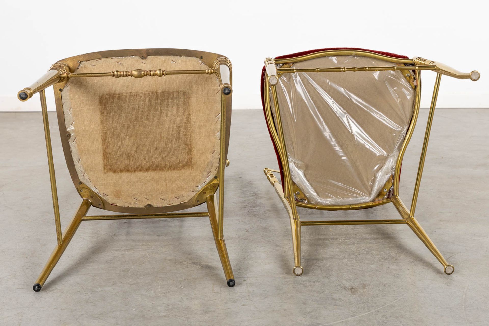 Two Metal and gilt chairs, circa 1970. (L:40 x W:40 x H:108 cm) - Image 7 of 10