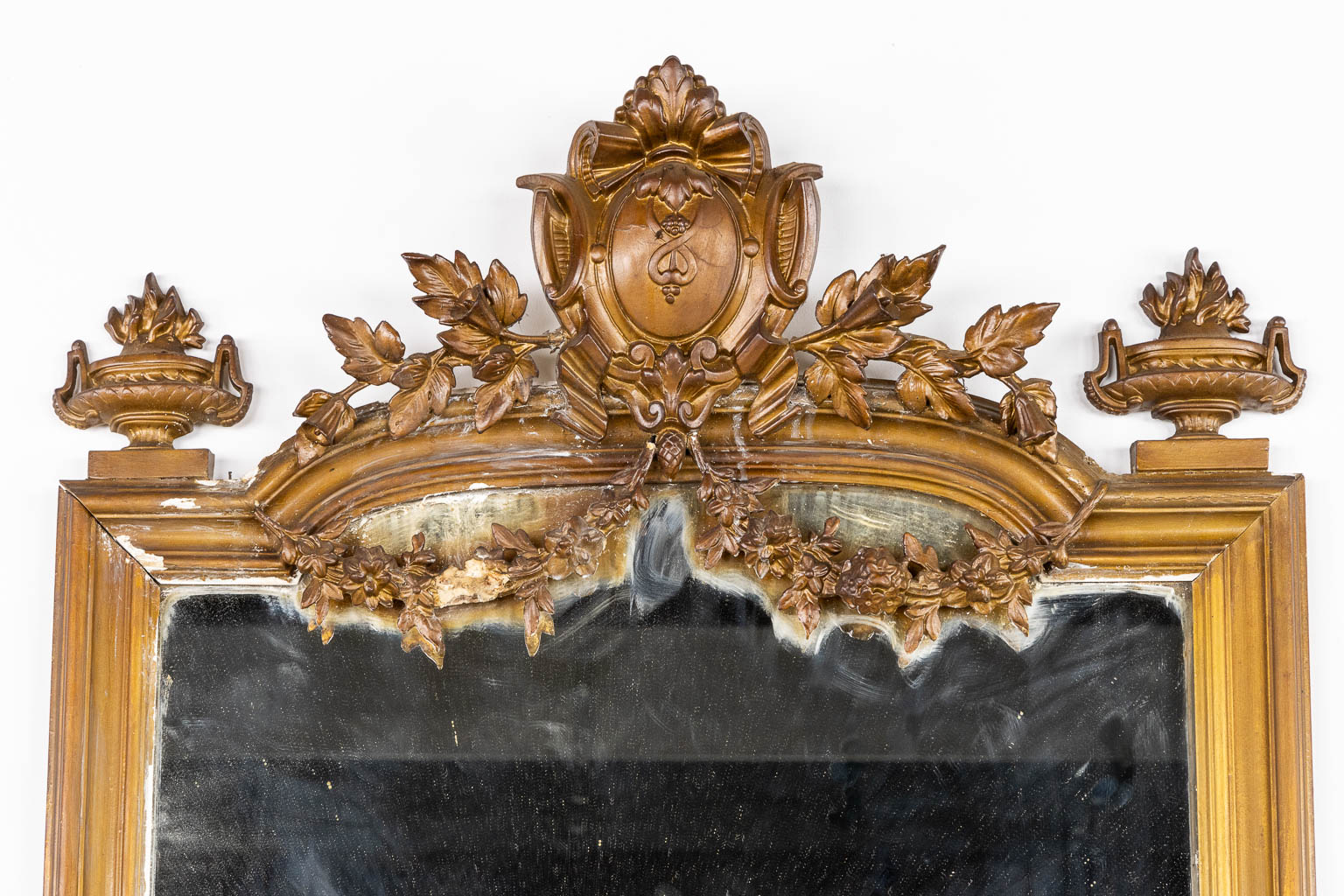 Three matching mirrors, gilt stucco in Louis XVI style. Circa 1900. (W:118 x H:226 cm) - Image 12 of 14