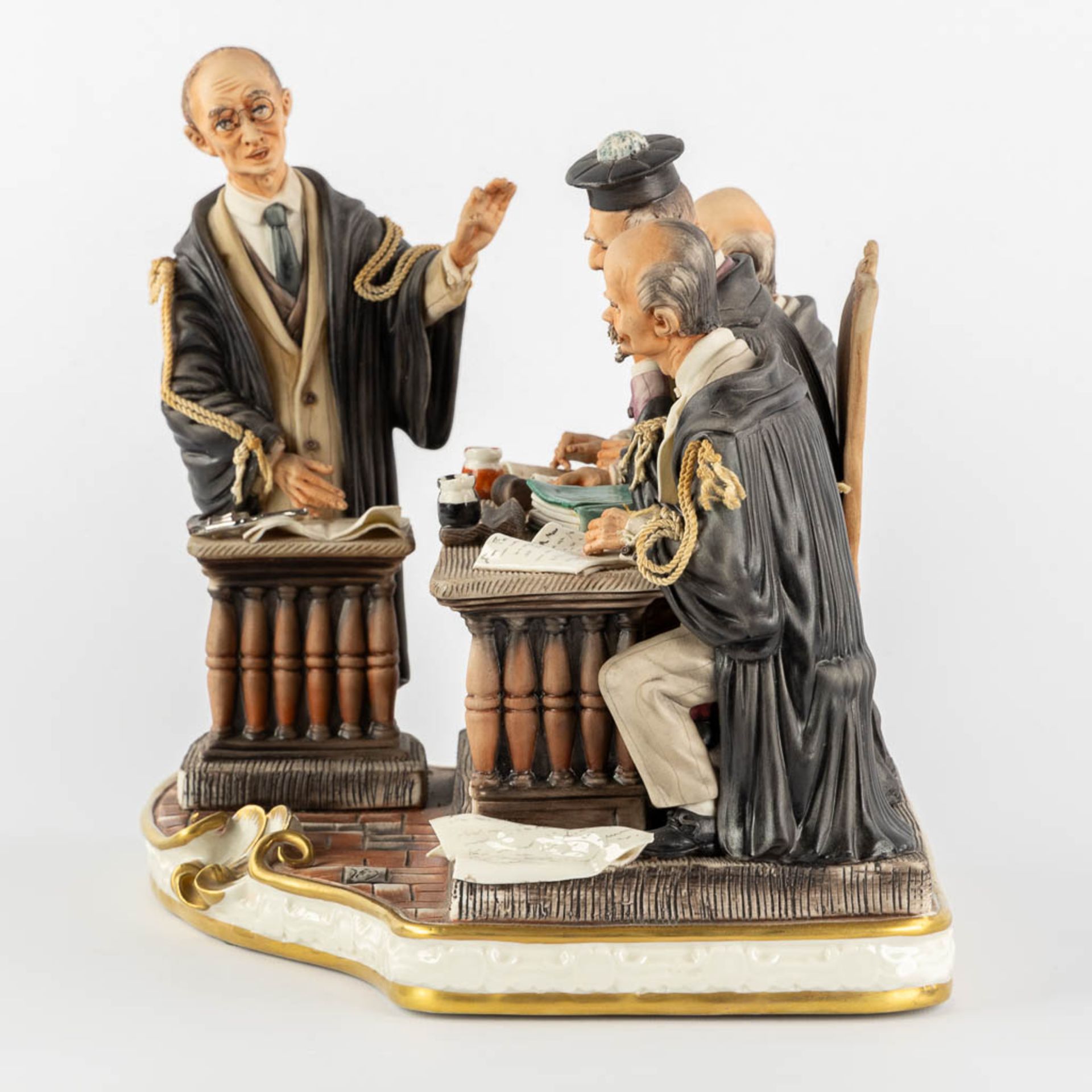 Capodimonte 'La Legge e Uguale Per Tutti' Courtroom, polychrome porcelain. (L:24 x W:30 x H:27 cm) - Image 3 of 15