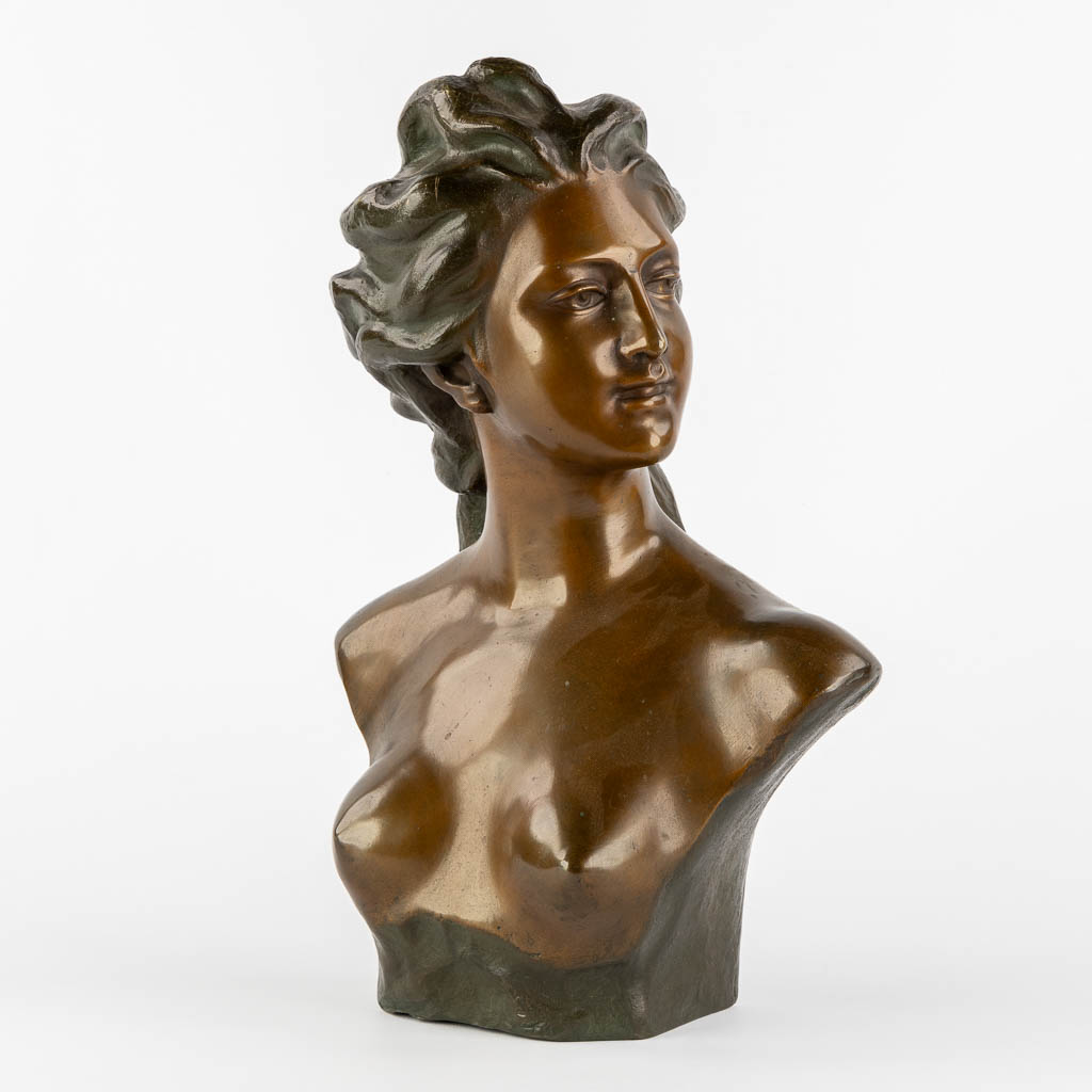 Jef LAMBEAUX (1852-1908) 'Bust Of a Young Lady'. (L:18 x W:28 x H:42,5 cm) - Image 3 of 9