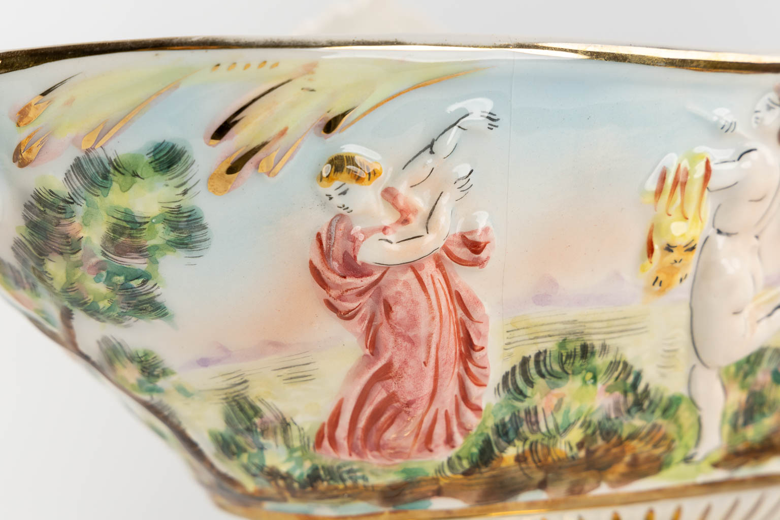 Six large bowls and vases, glazed faience, Capodimonte, Italy. (H:52 x D:23 cm) - Image 6 of 16