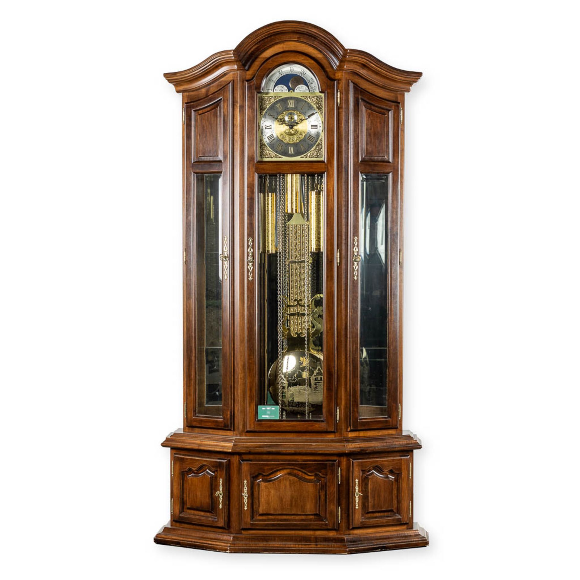 A decorative standing clock, with decorated weights. (L:40 x W:106 x H:214 cm) - Bild 2 aus 10