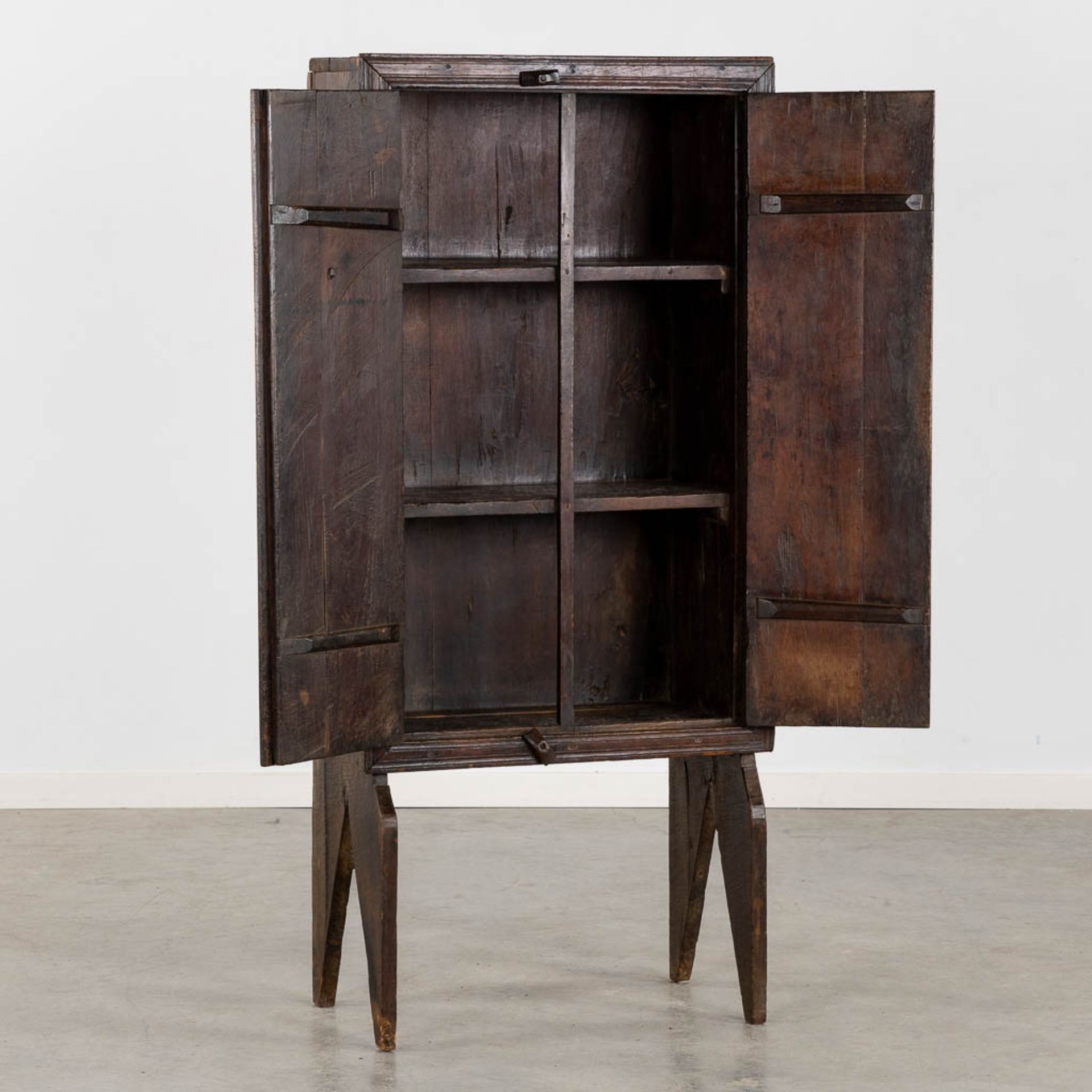 An antique two-door cabinet, hardwood. (L:36 x W:64 x H:143 cm) - Image 3 of 10