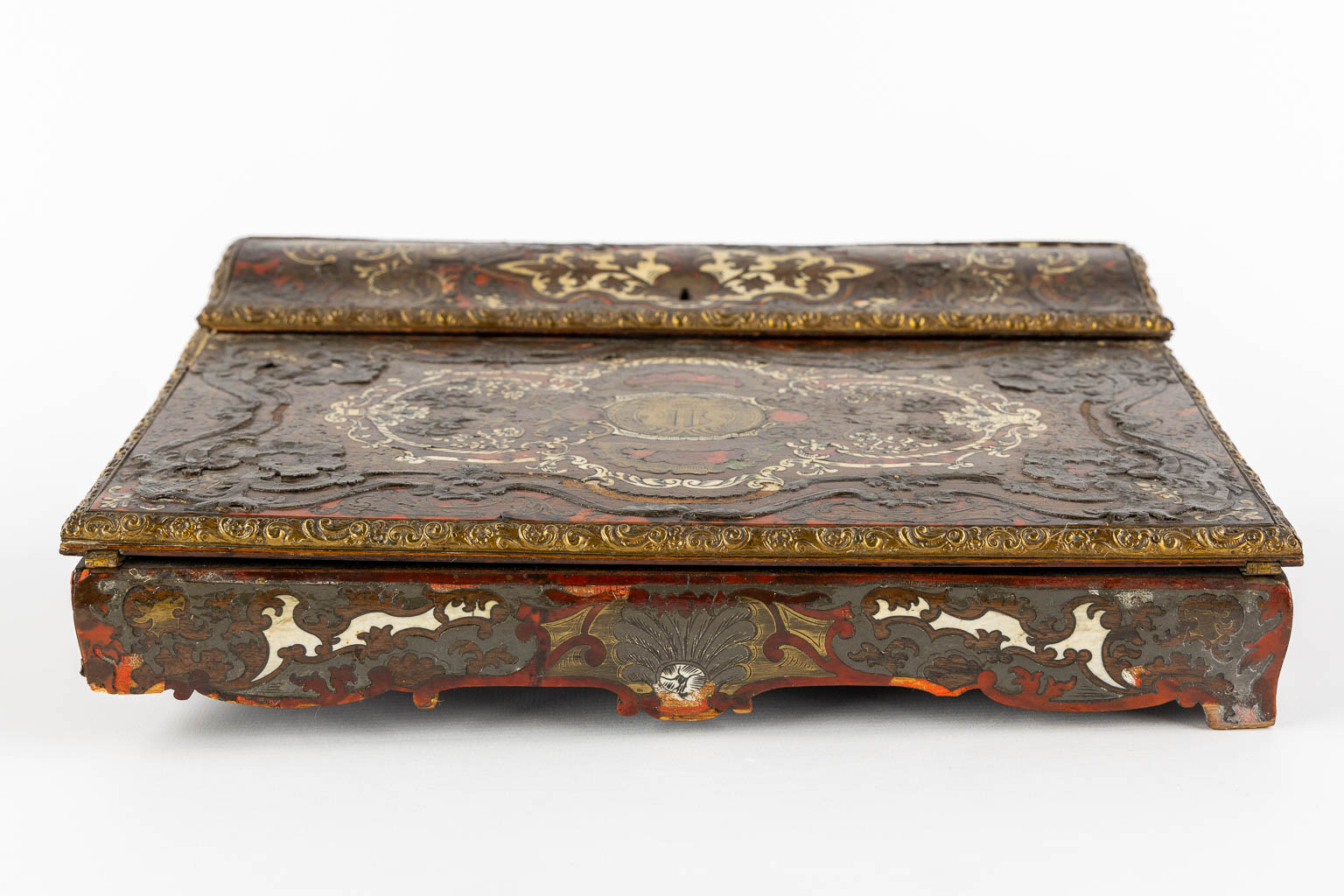 An antique writing desk, Boulle and marquetry inlay. Napoleon 3. (L:24 x W:31 x H:10,5 cm) - Image 5 of 12