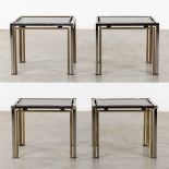 Four identical tables, brass and glass. Dewulf Selection / Belgo Chrome. (L:60 x W:60 x H:50 cm)