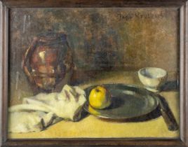 Joseph NEUTENS (1874-1965) 'Still life with an apple'. (W:80 x H:61 cm)